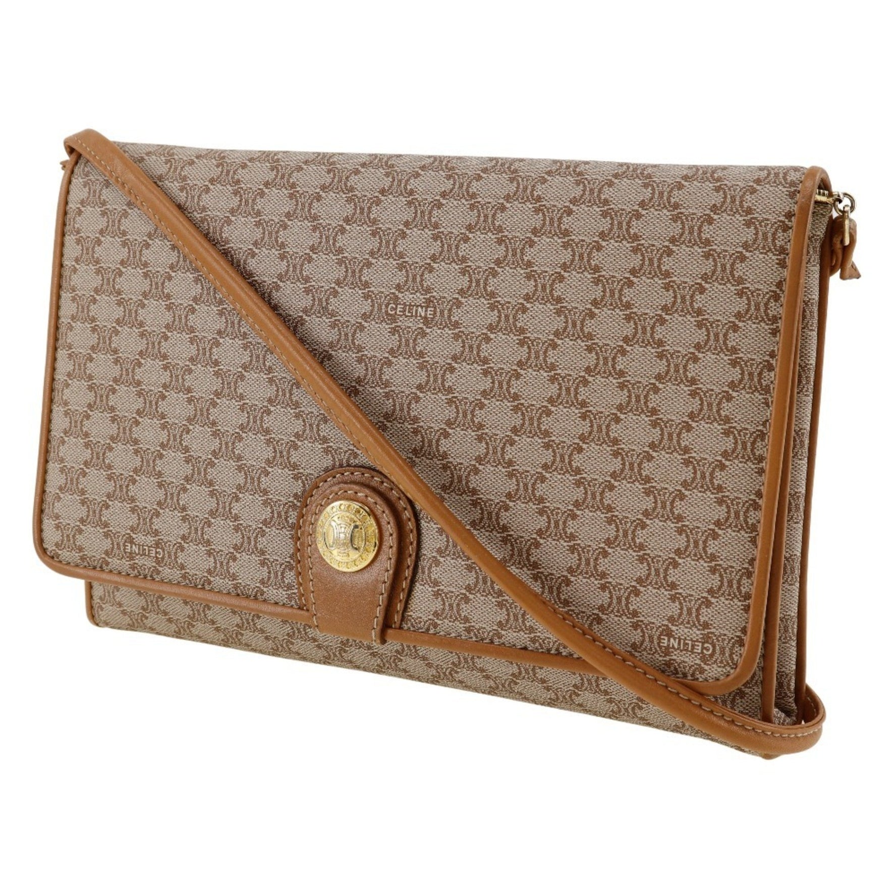 Celine Old Shoulder Bag Macadam Clutch PVC x Leather Type