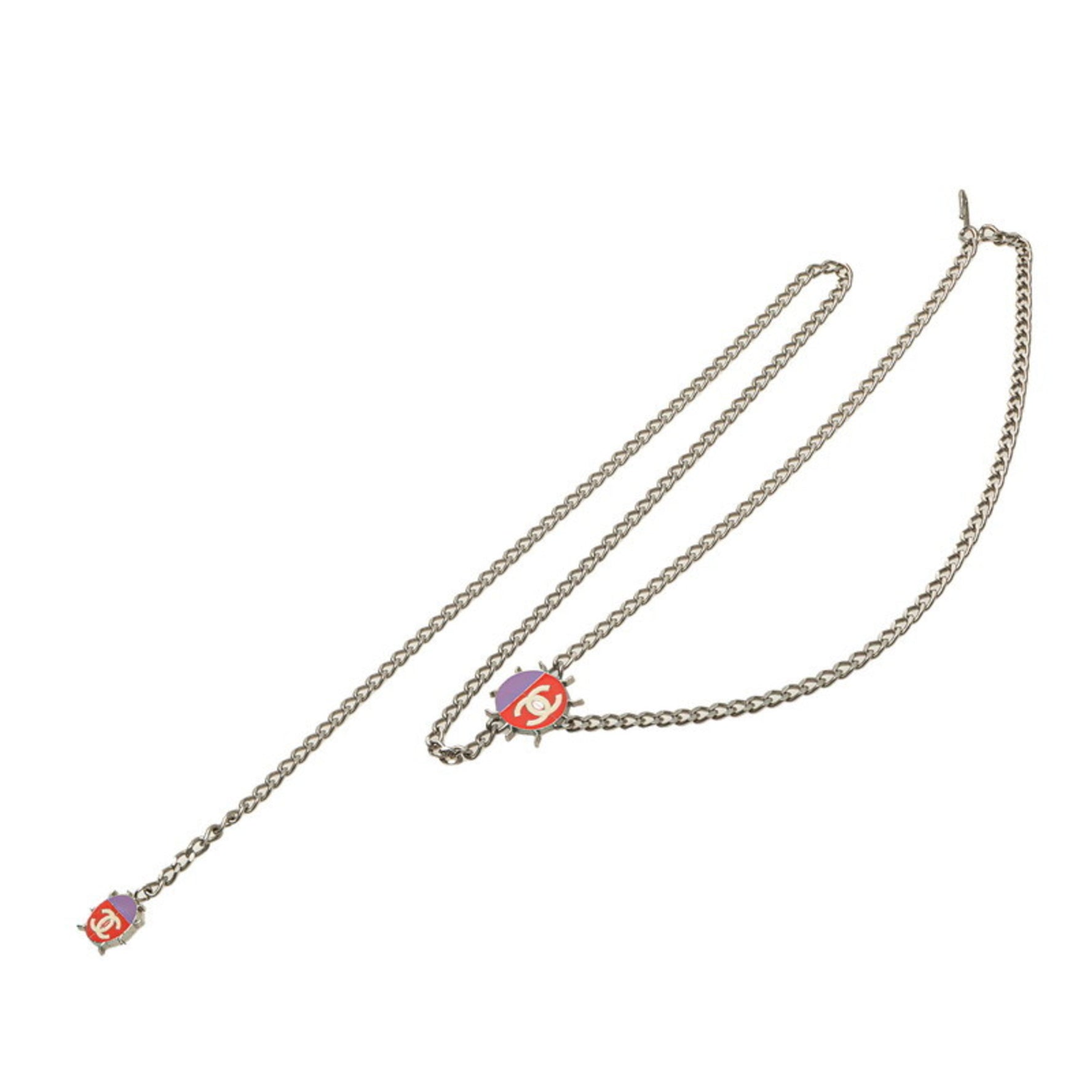 Chanel Coco Mark Ladybug Belt in Silver, Red, and Purple Metal