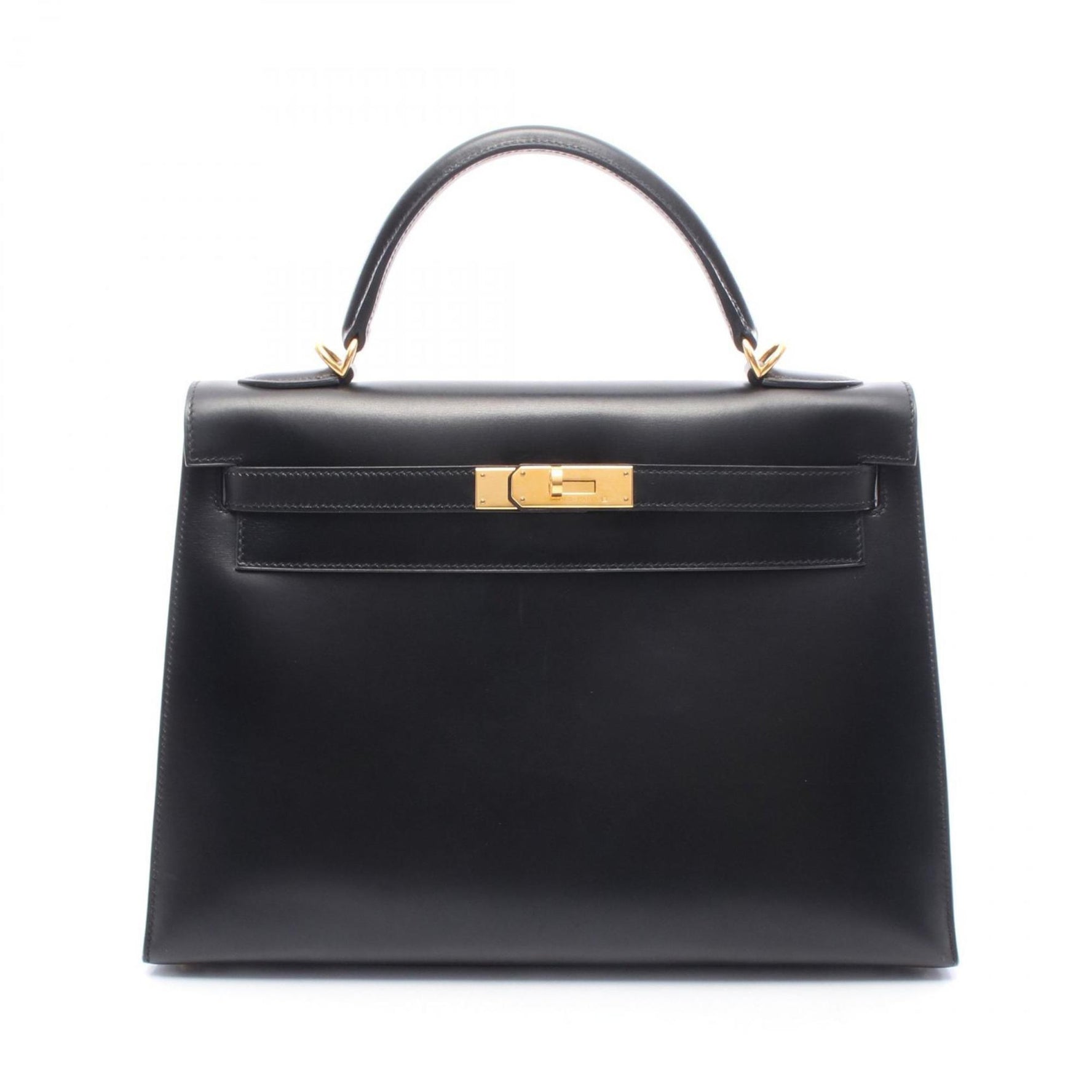 Hermes Hermès Kelly 32 handbag in box calf leather, black.