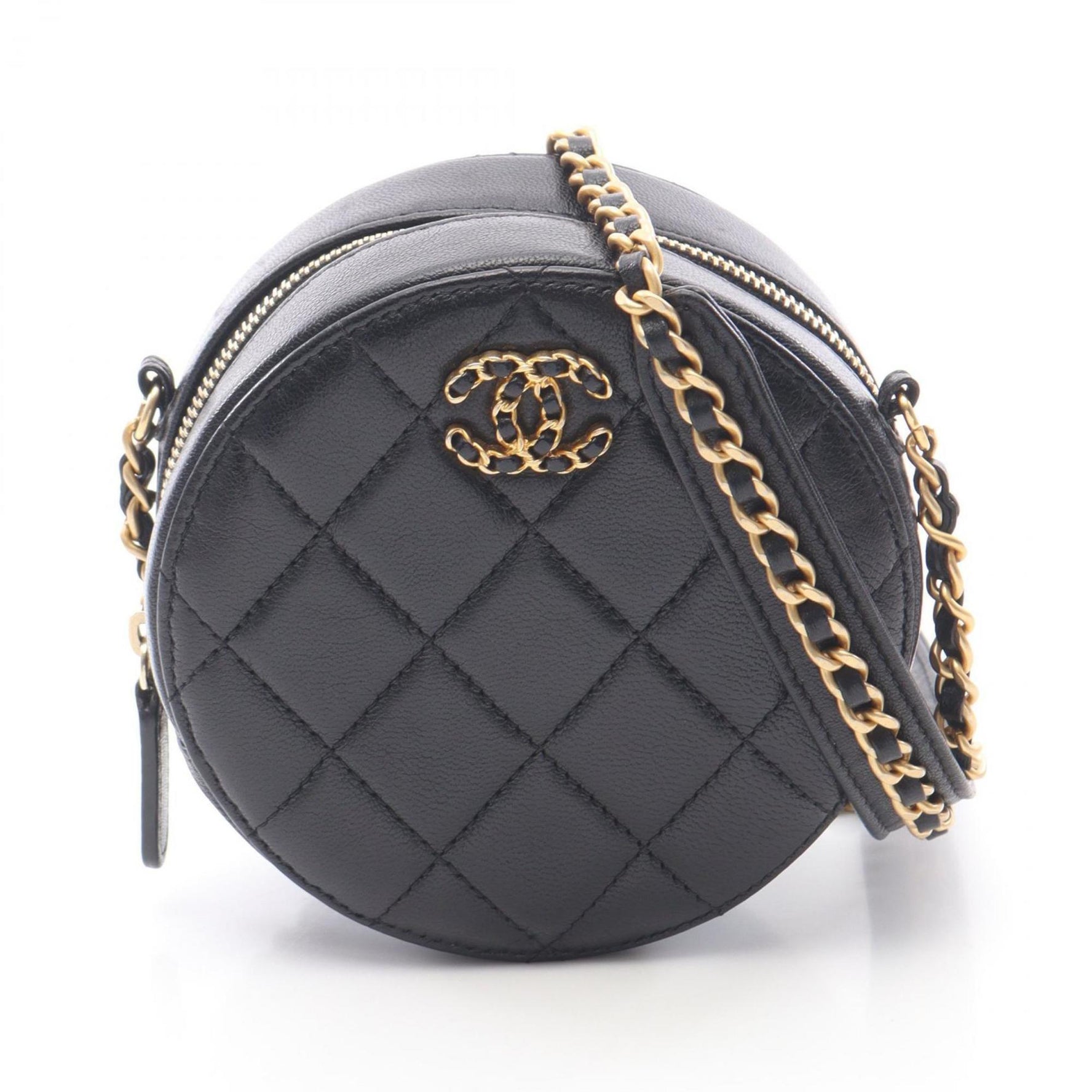 CHANEL Matelasse Round Mini Shoulder Bag Lambskin (Sheepskin)