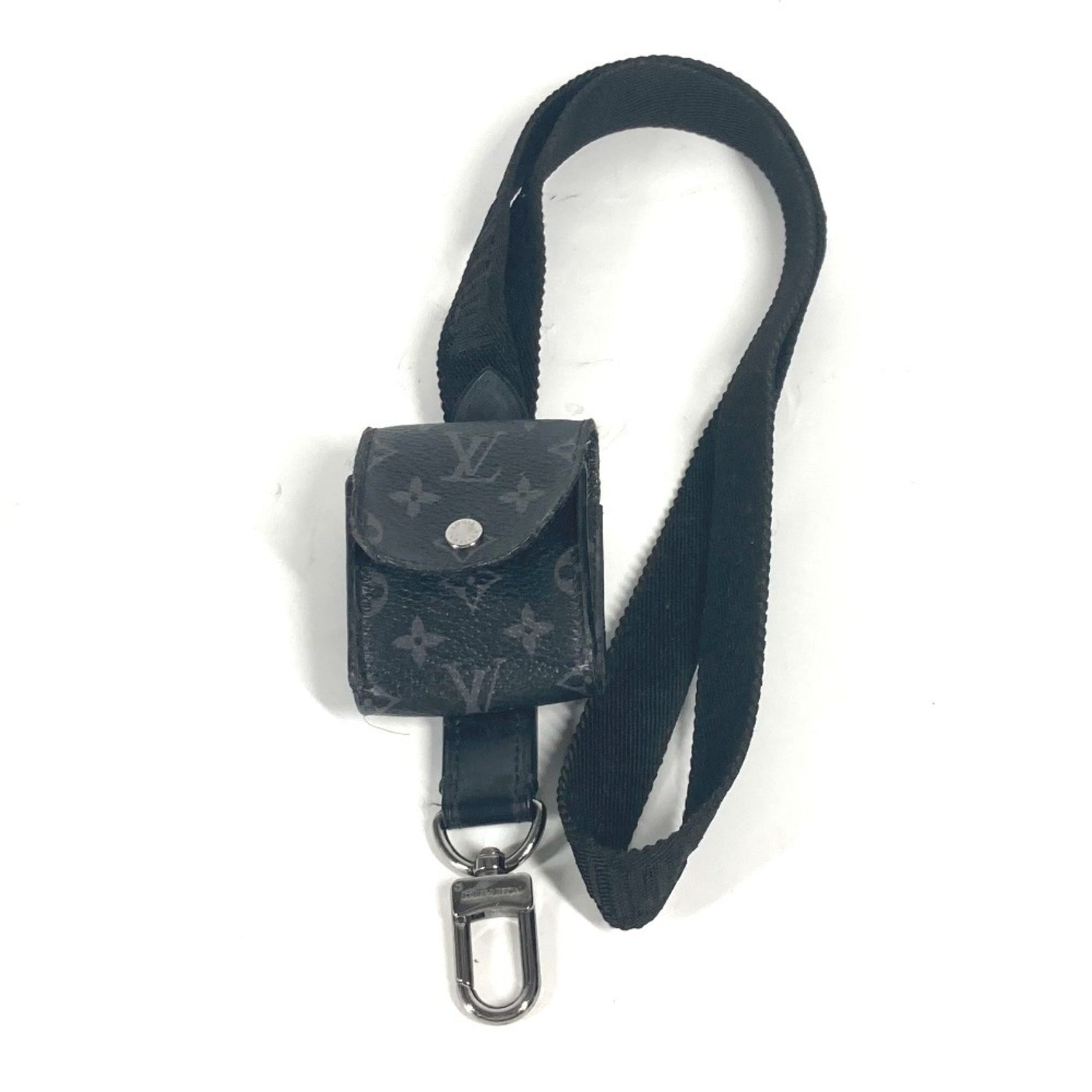 Louis Vuitton Monogram Eclipse Lanyard Airpods Case Earphone with Strap Canvas