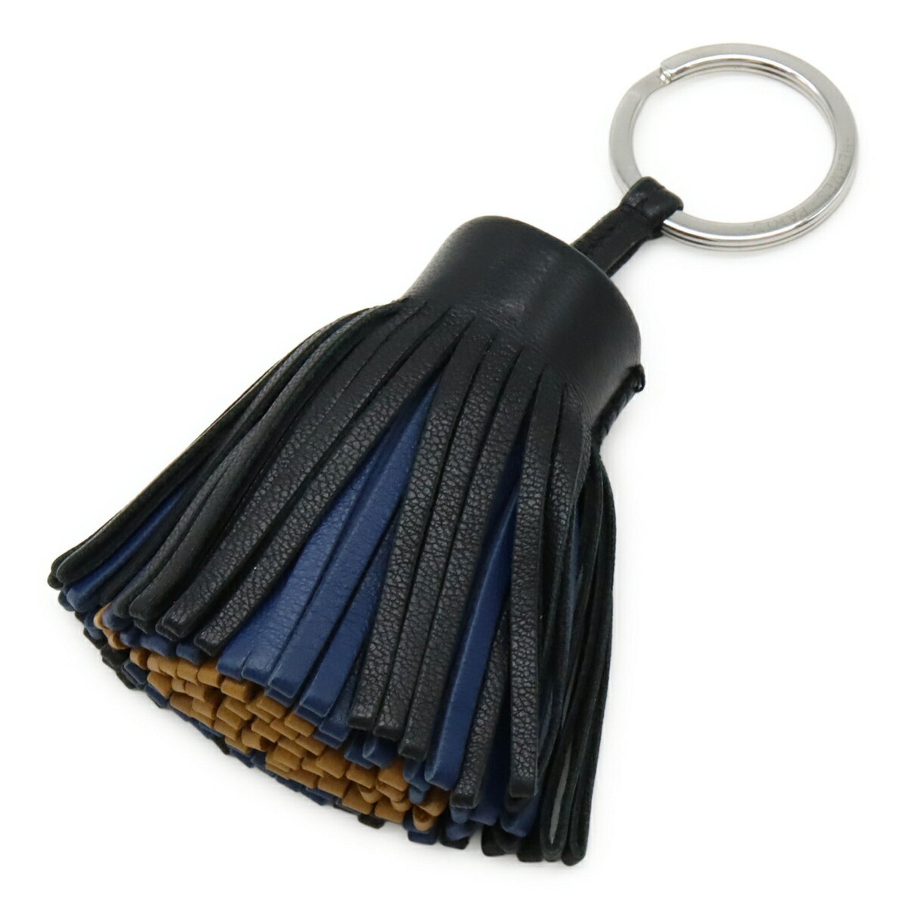 HERMES Carmen Key Ring Keychain Tassel Charm Anjou Miro Blue Sapphire Sesame