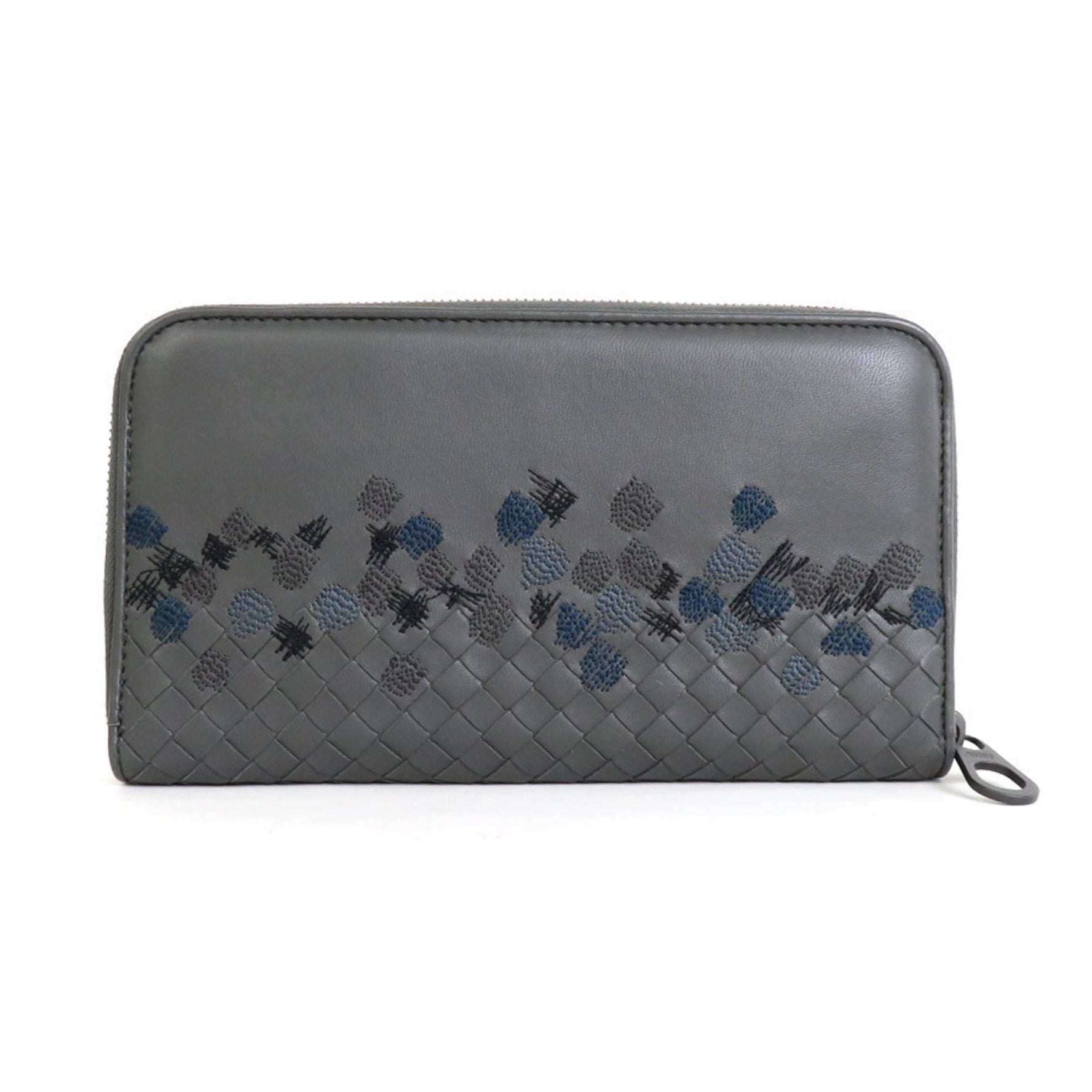 Bottega Veneta BOTTEGAVENETA Round Zipper Long Wallet Intrecciato Leather Unisex