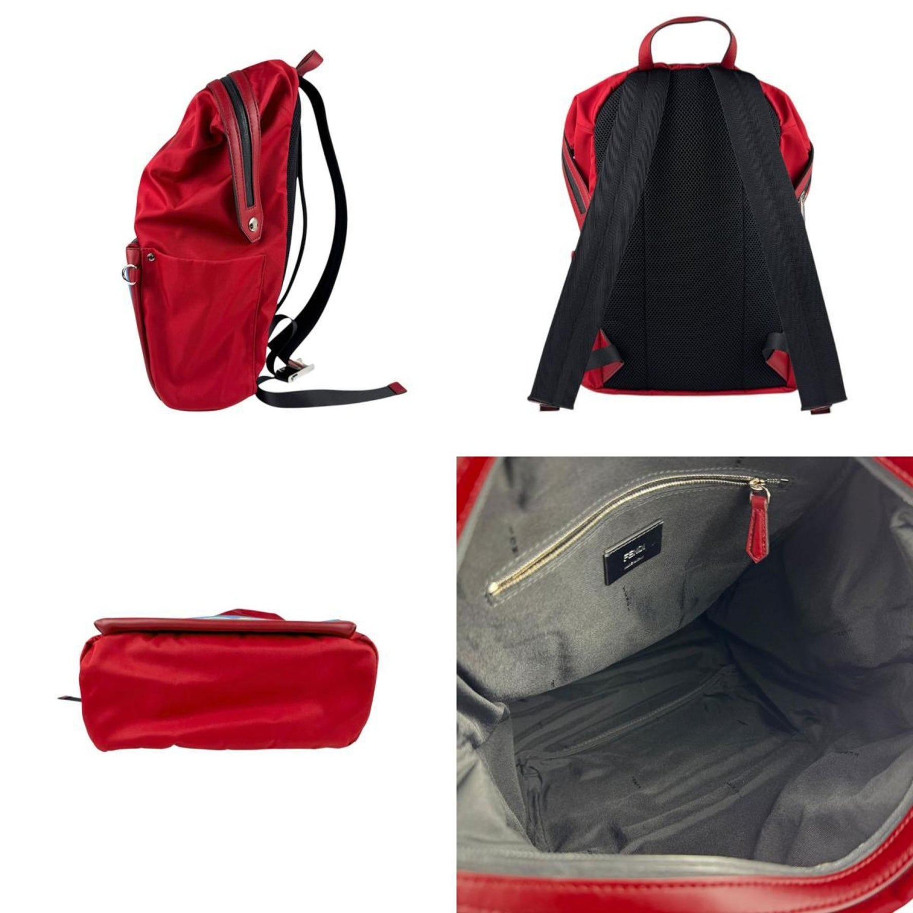 FENDI Backpack Nylon Leather Red x Yellow Blue Men's