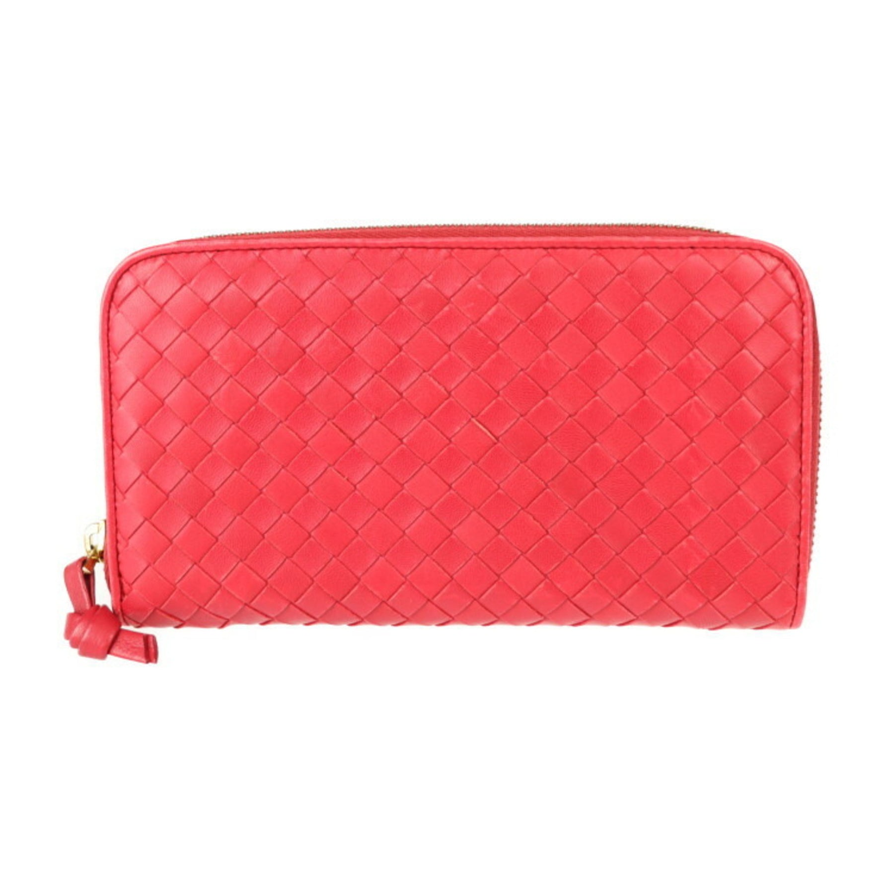 BOTTEGA VENETA Bottega Veneta intrecciato long wallet leather red series round zipper