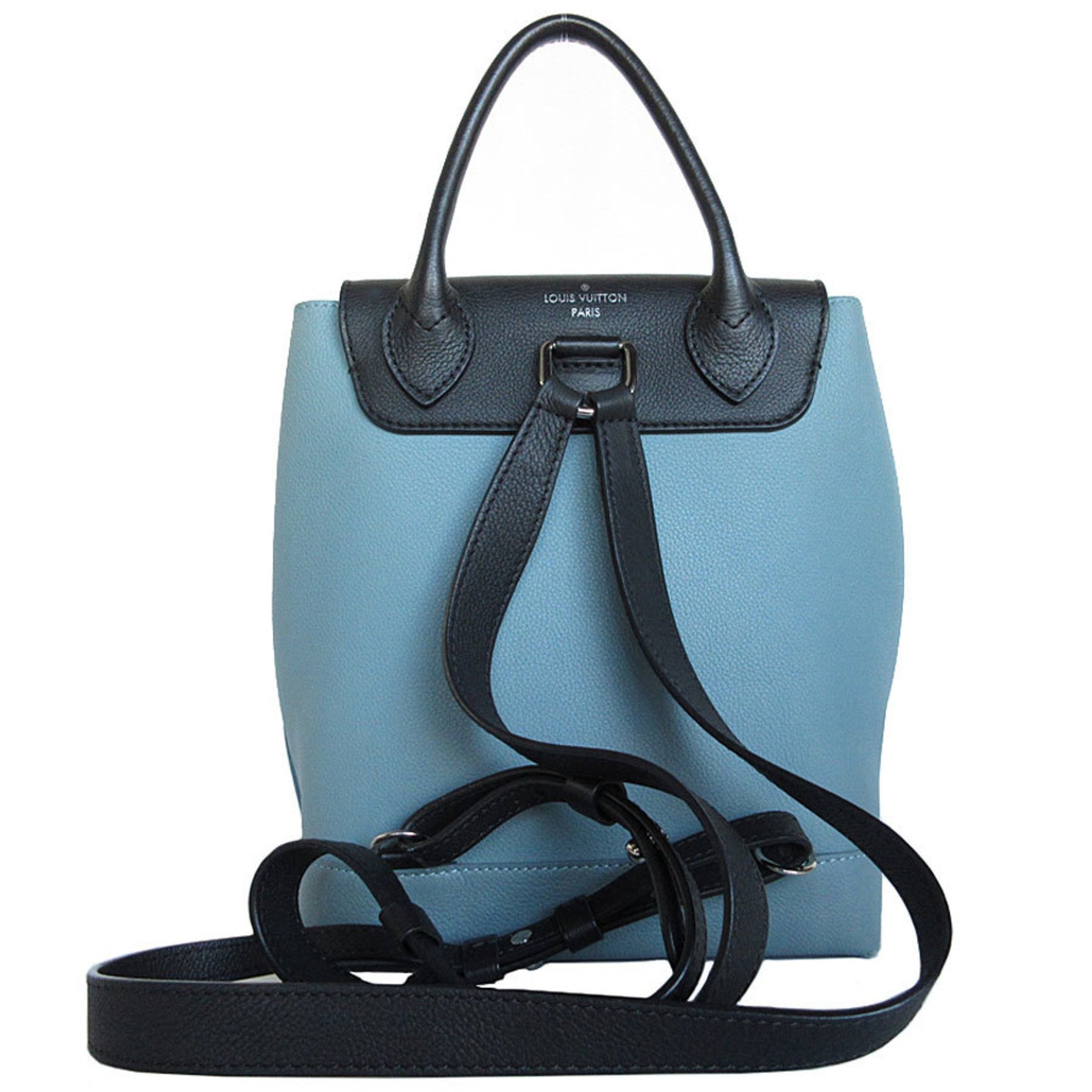 Louis Vuitton Backpack Lock Me Leather Blue Black Silver