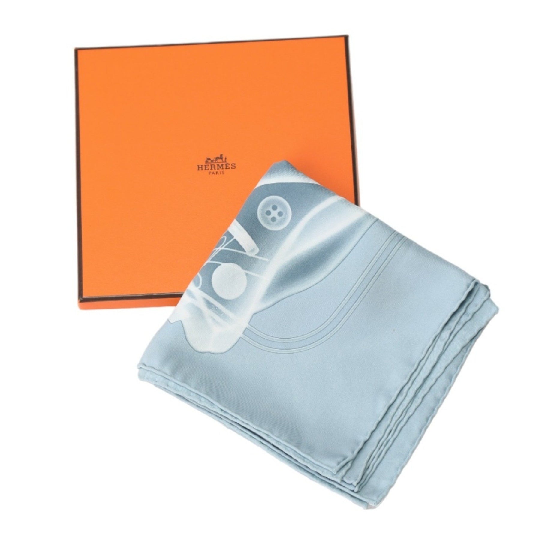 HERMES Scarf Blue Gray