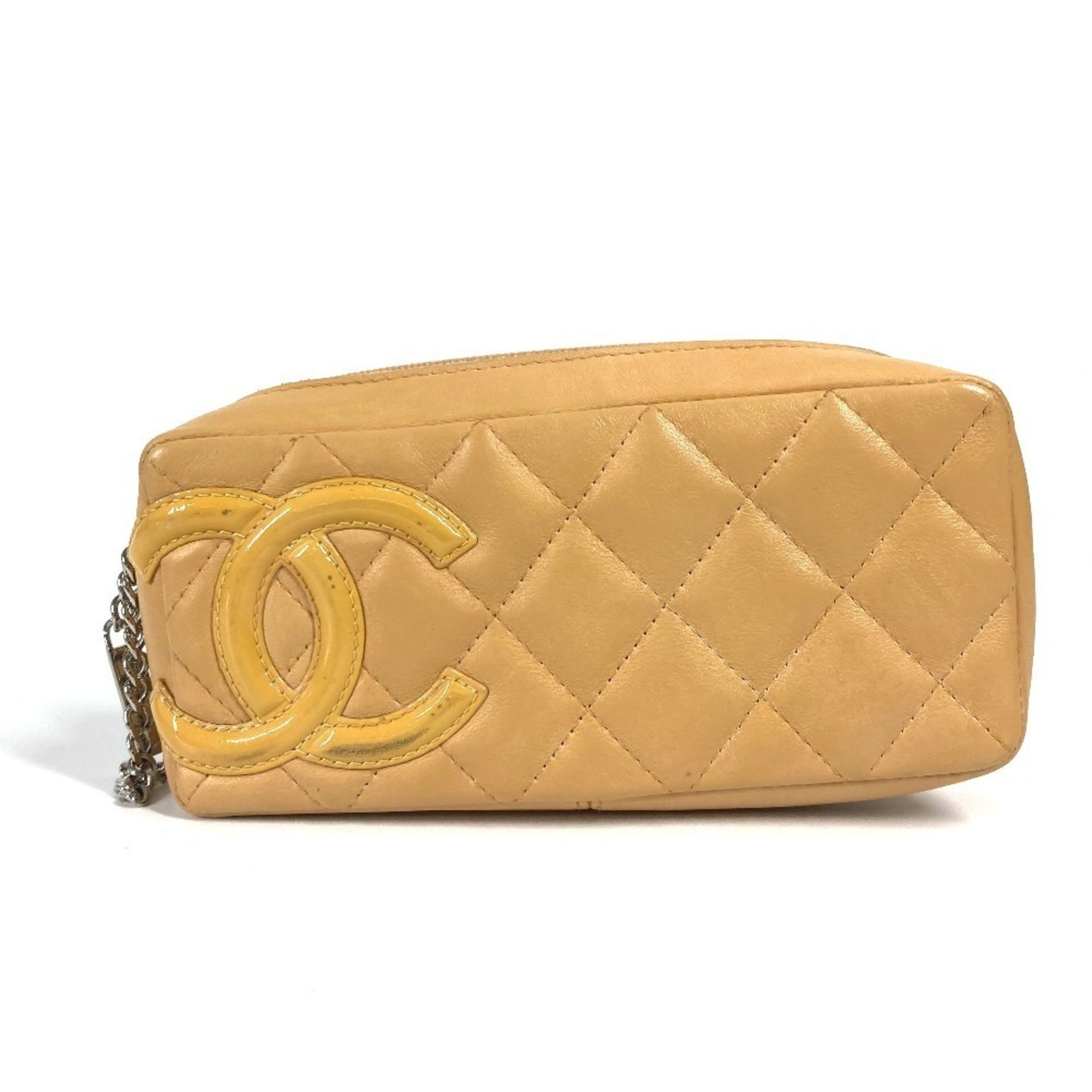 CHANEL Cambon Line CC Coco Mark Makeup Pouch Pencil Case Leather