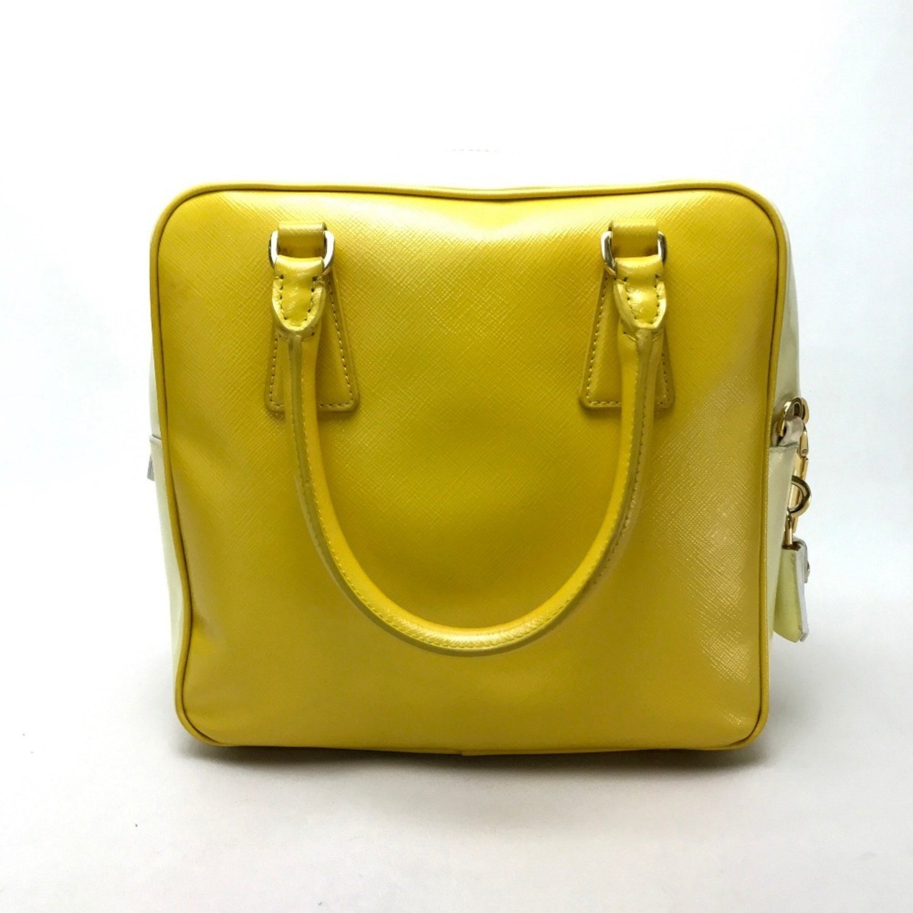 PRADA Bicolor Saffiano Bernice Handbag Leather Yellow