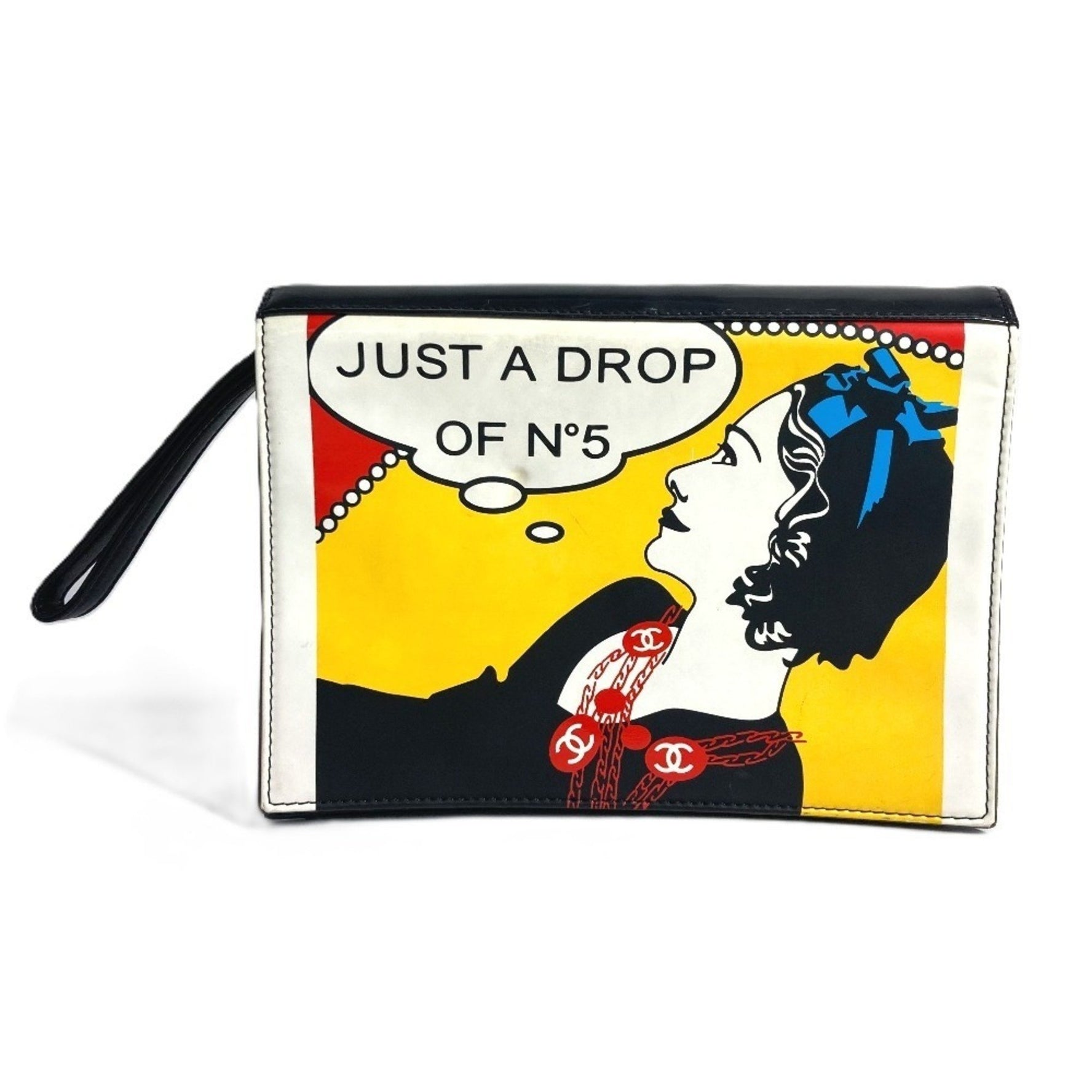 CHANEL Mademoiselle Logo Flap Bag Pouch Clutch Leather Multicolor