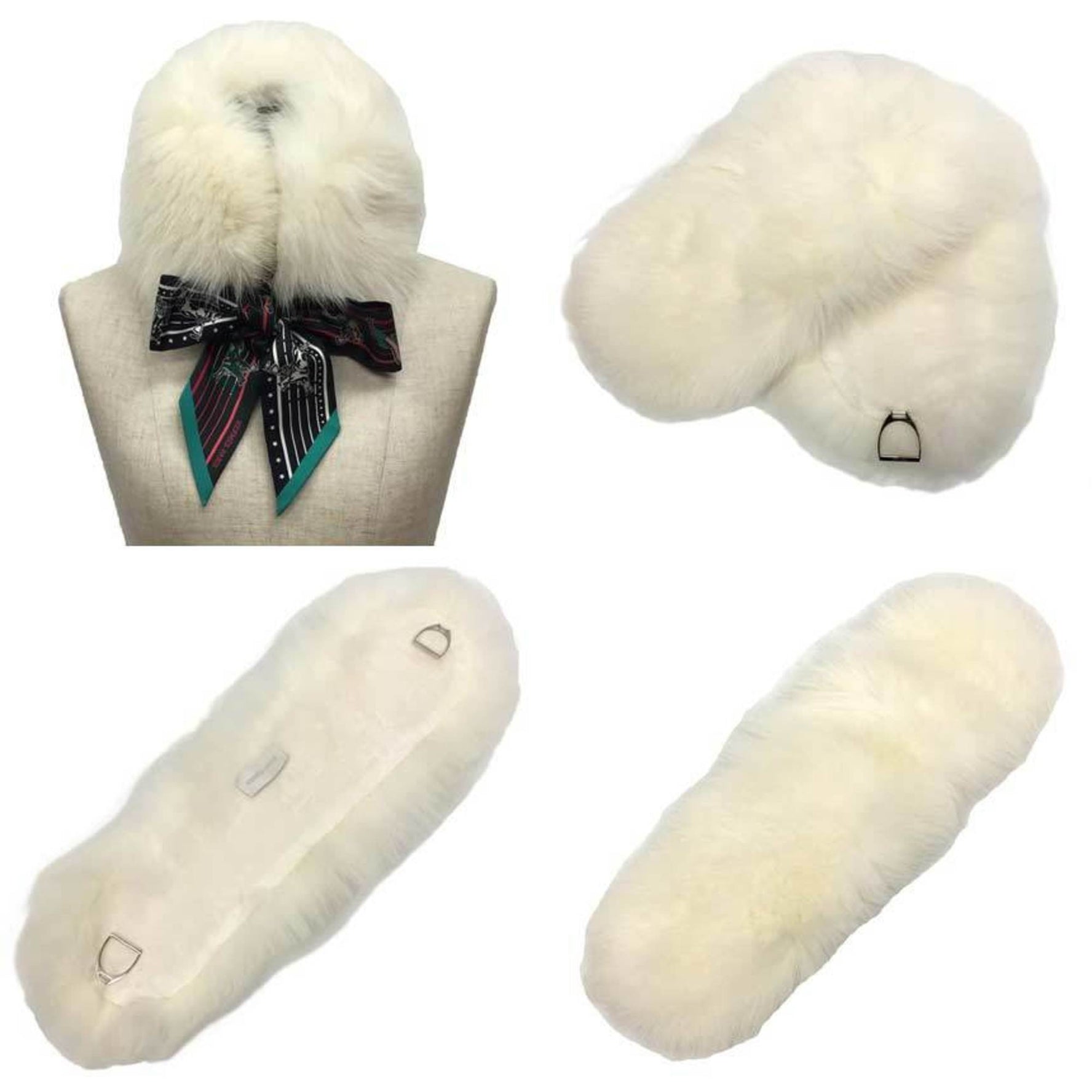 HERMES Tippet Fox Fur Muffler COL ETRIERS EN RENARD White Stole