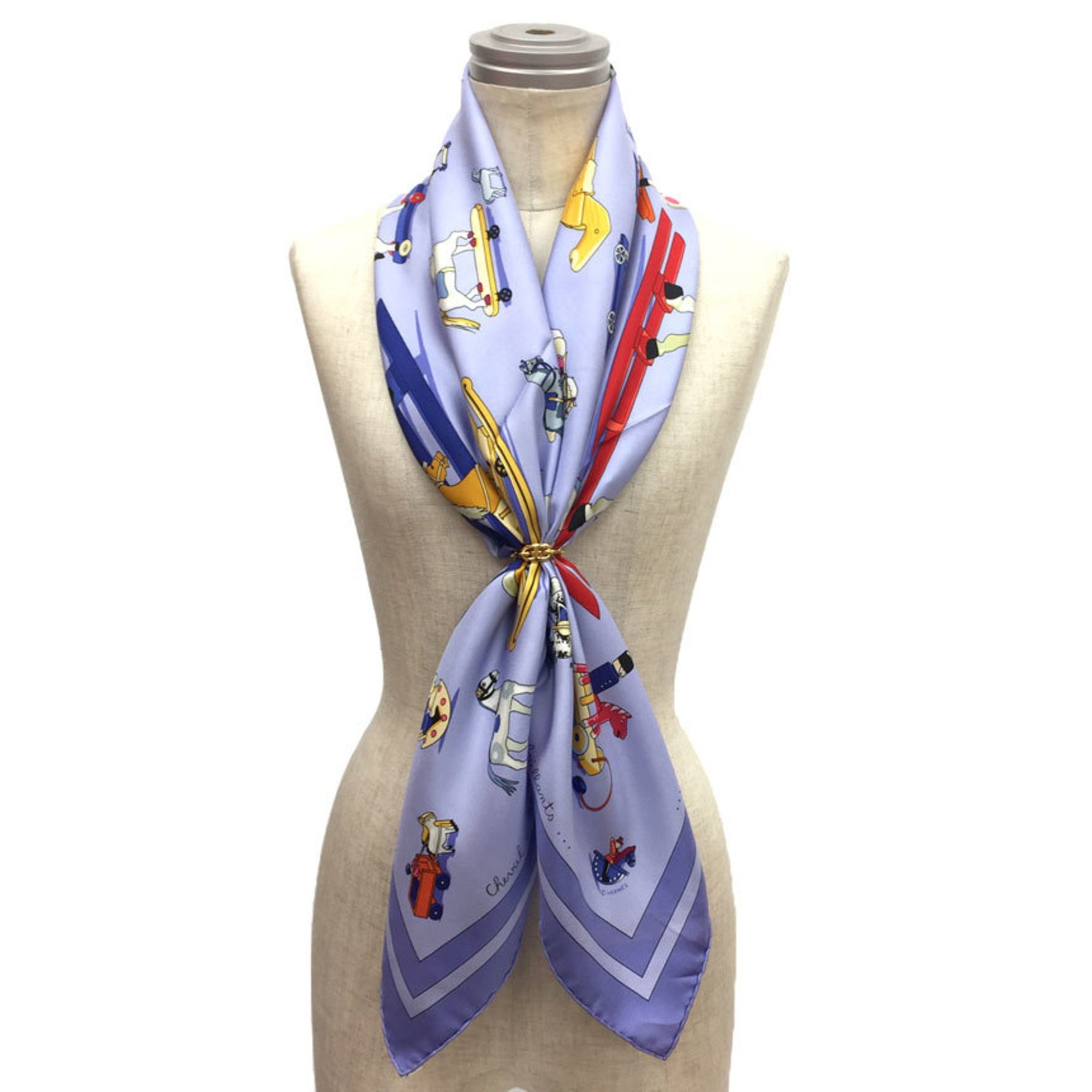 HERMES Carre 90 Scarf Muffler Raconte moi le cheval (Talking about horses) Silk