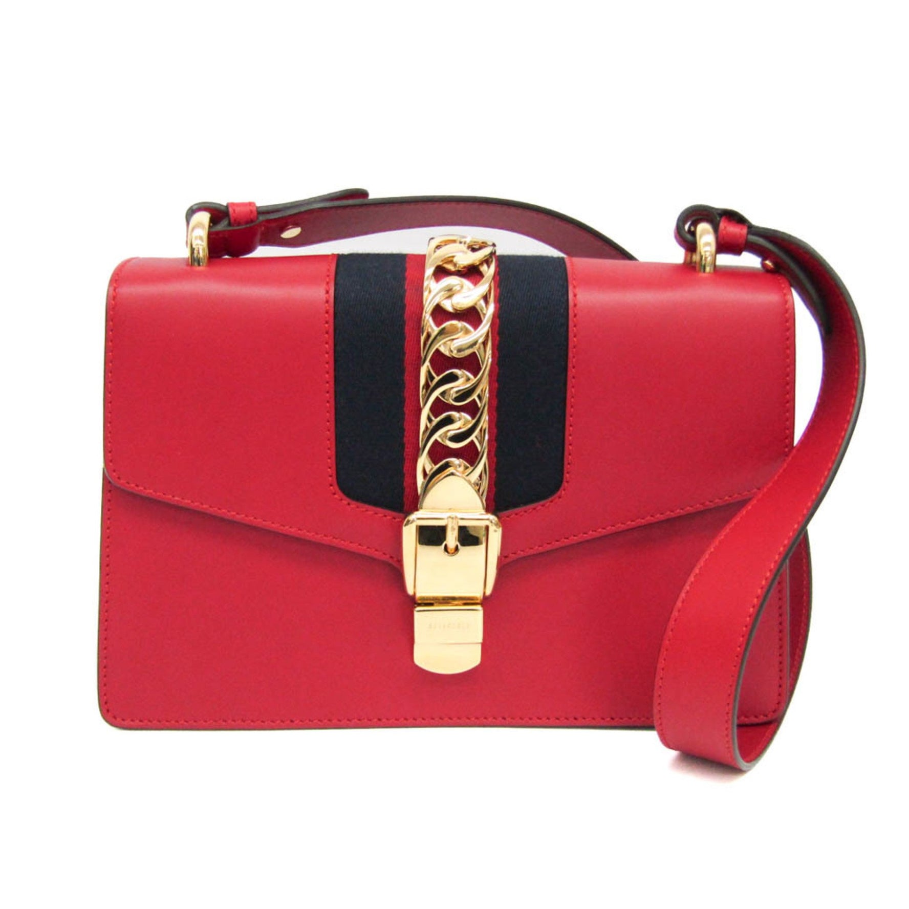 Gucci Sylvie Leather Shoulder Bag Red Color