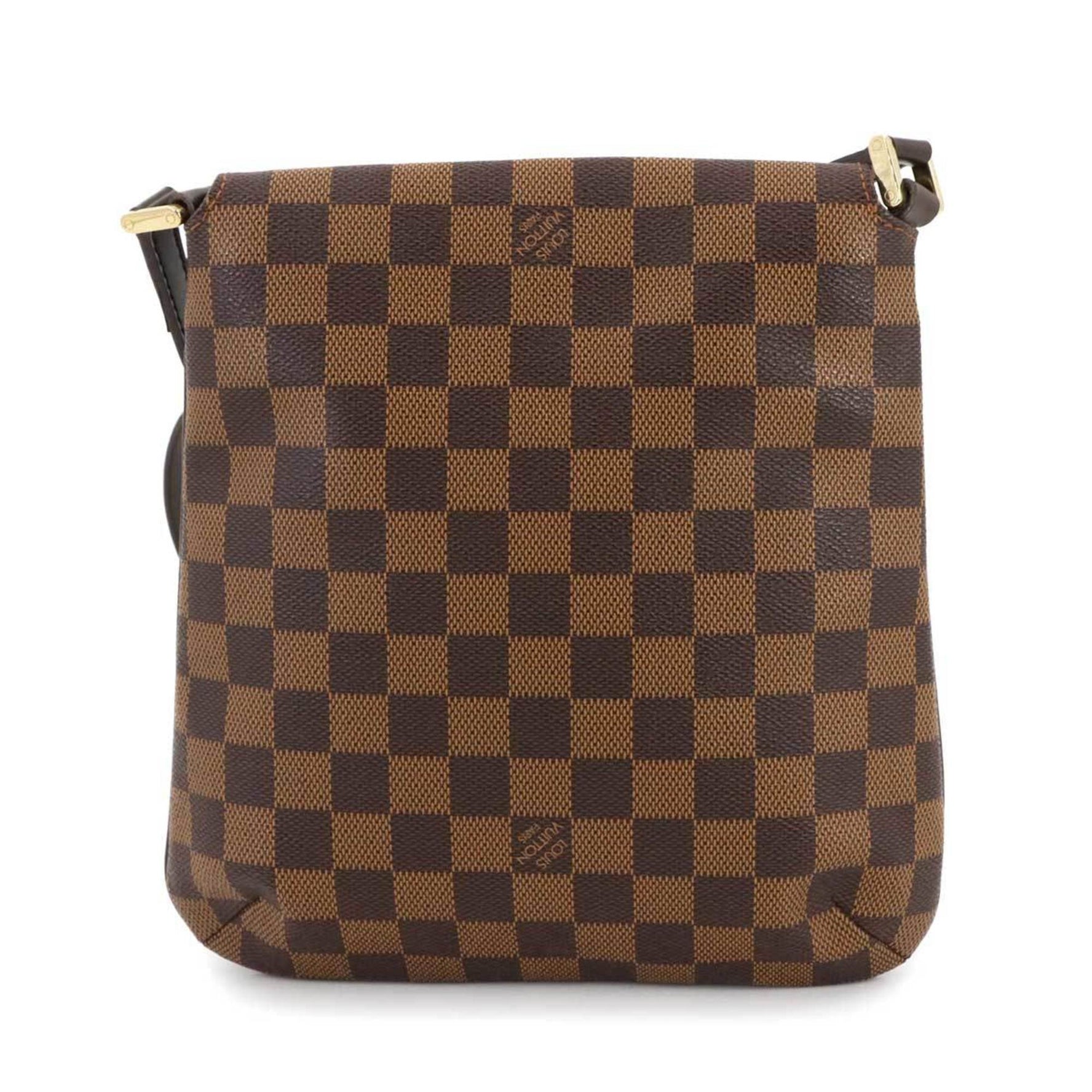 Louis Vuitton Damier Musette Salsa Long Shoulder Bag in Ebene Leather with Gold Hardware
