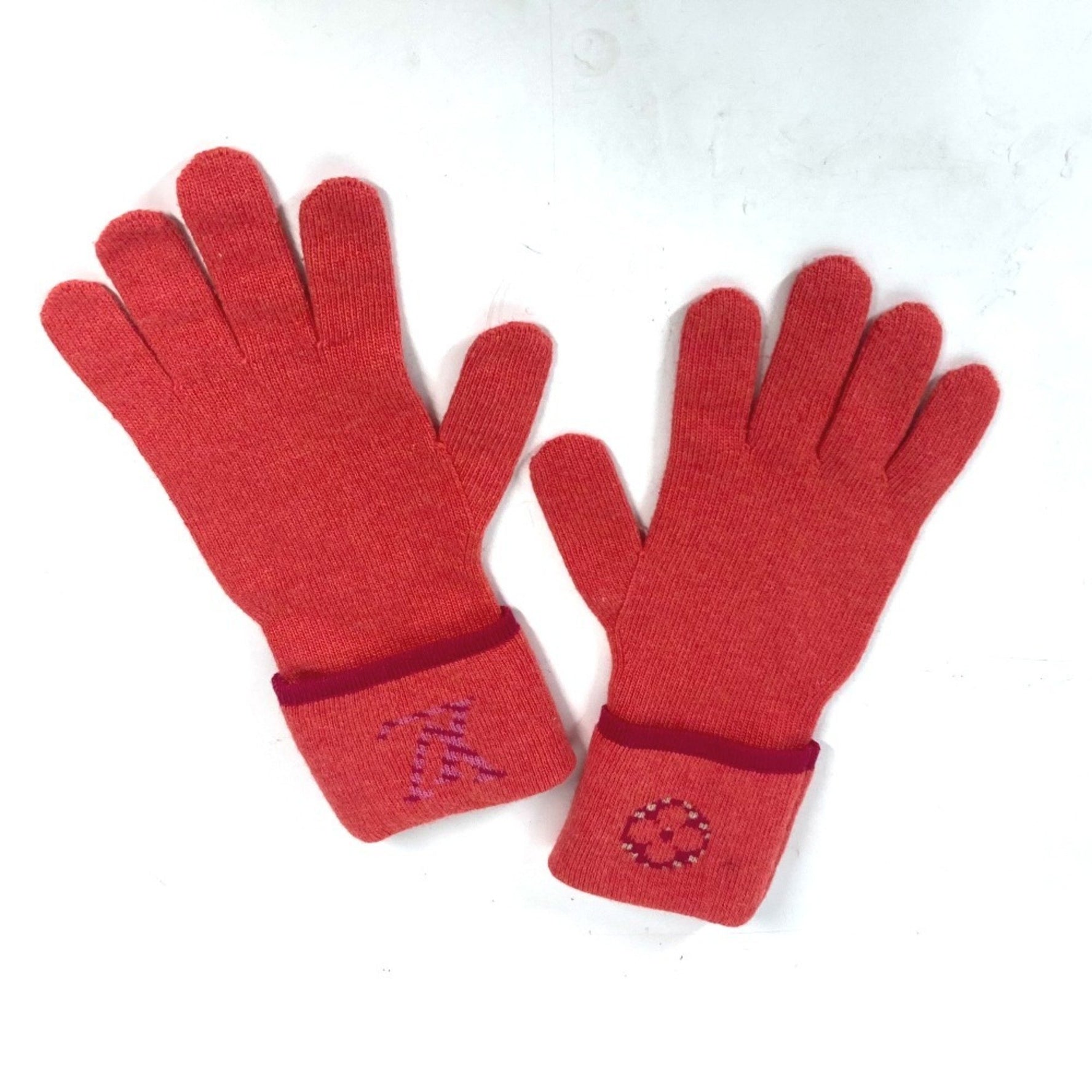 Louis Vuitton Gon Pop Monogram Gloves Wool Cashmere Pink