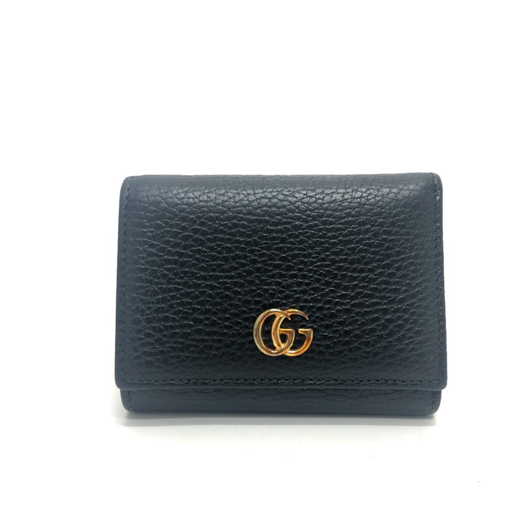 GUCCI GG Marmont Compact Wallet Coin Purse Tri-fold Leather