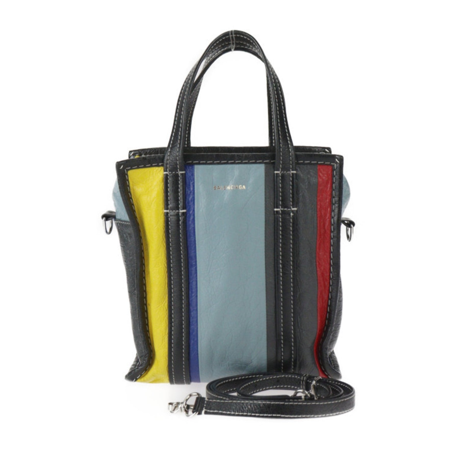 BALENCIAGA Bazar Shopper XS Handbag Lamb Leather Multicolor Shoulder Bag Tote