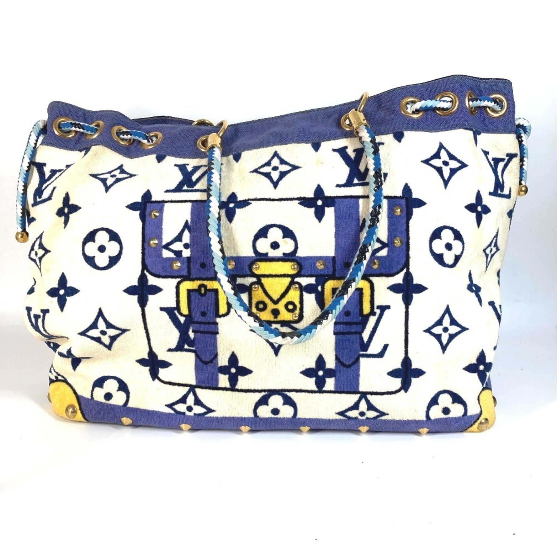 Louis Vuitton Cruise Collection Eponge Boston Bag Tote Shoulder Pile Blue