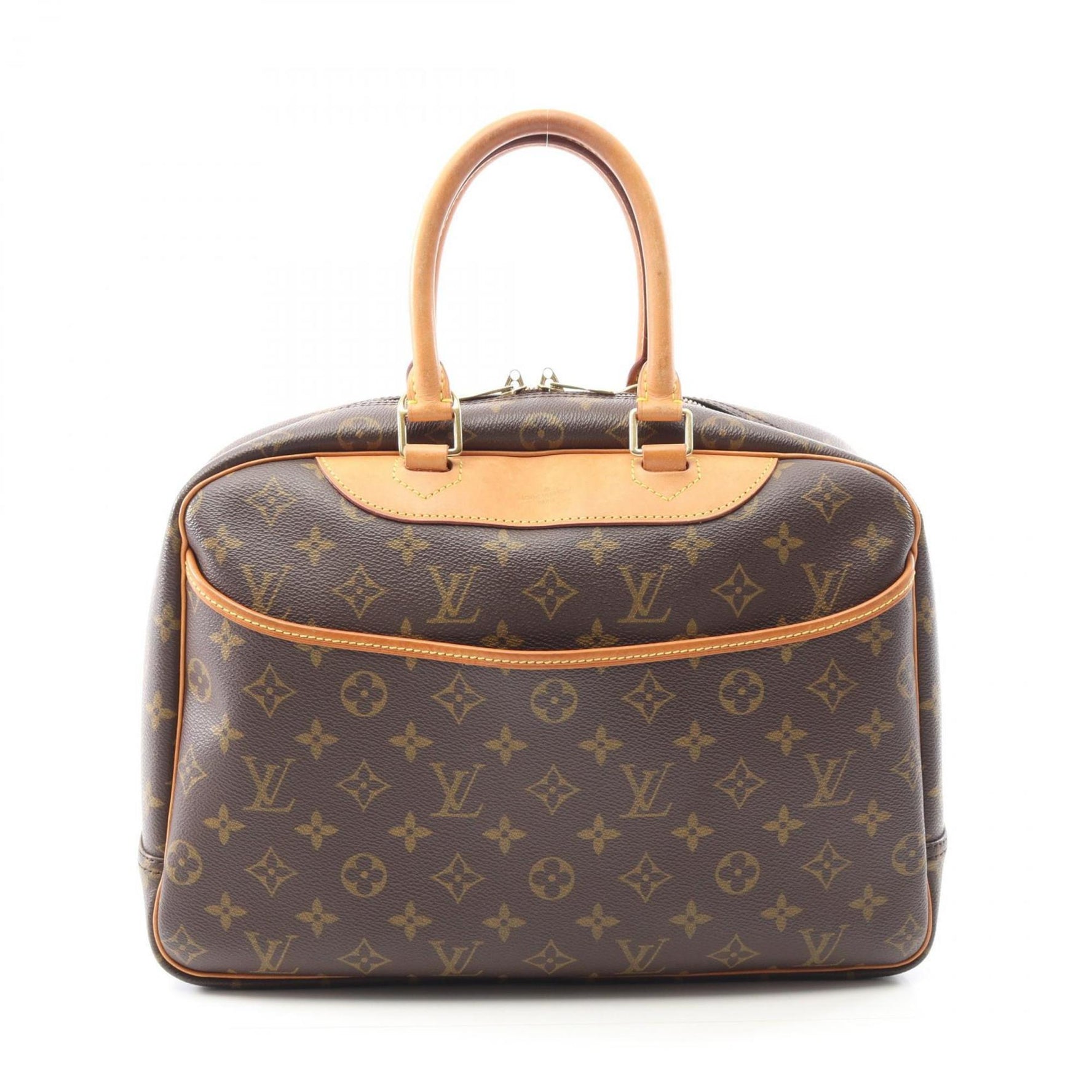 Louis Vuitton Deauville Bowling Vanity Handbag in Coated Canvas and Leather with Monogram Design, Brown