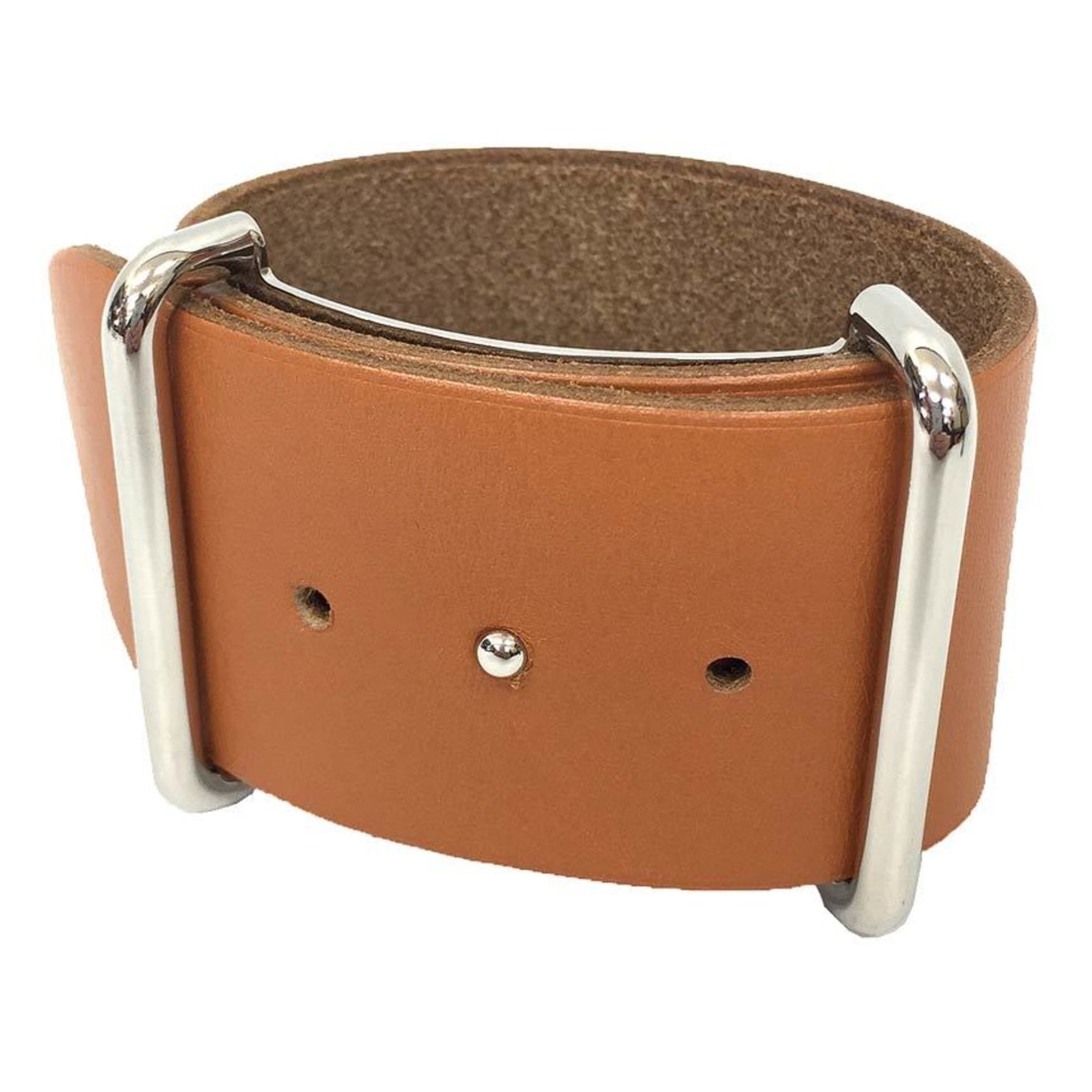 Hermes API GM Bracelet Bangle Leather Brown Silver Hardware Men's Unisex