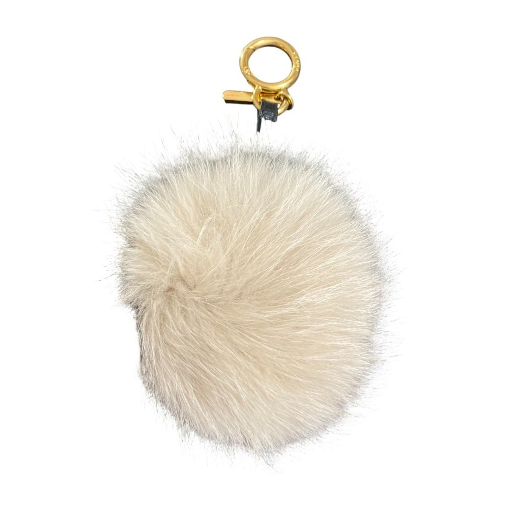 FENDI fox fur keychain bag charm beige x black