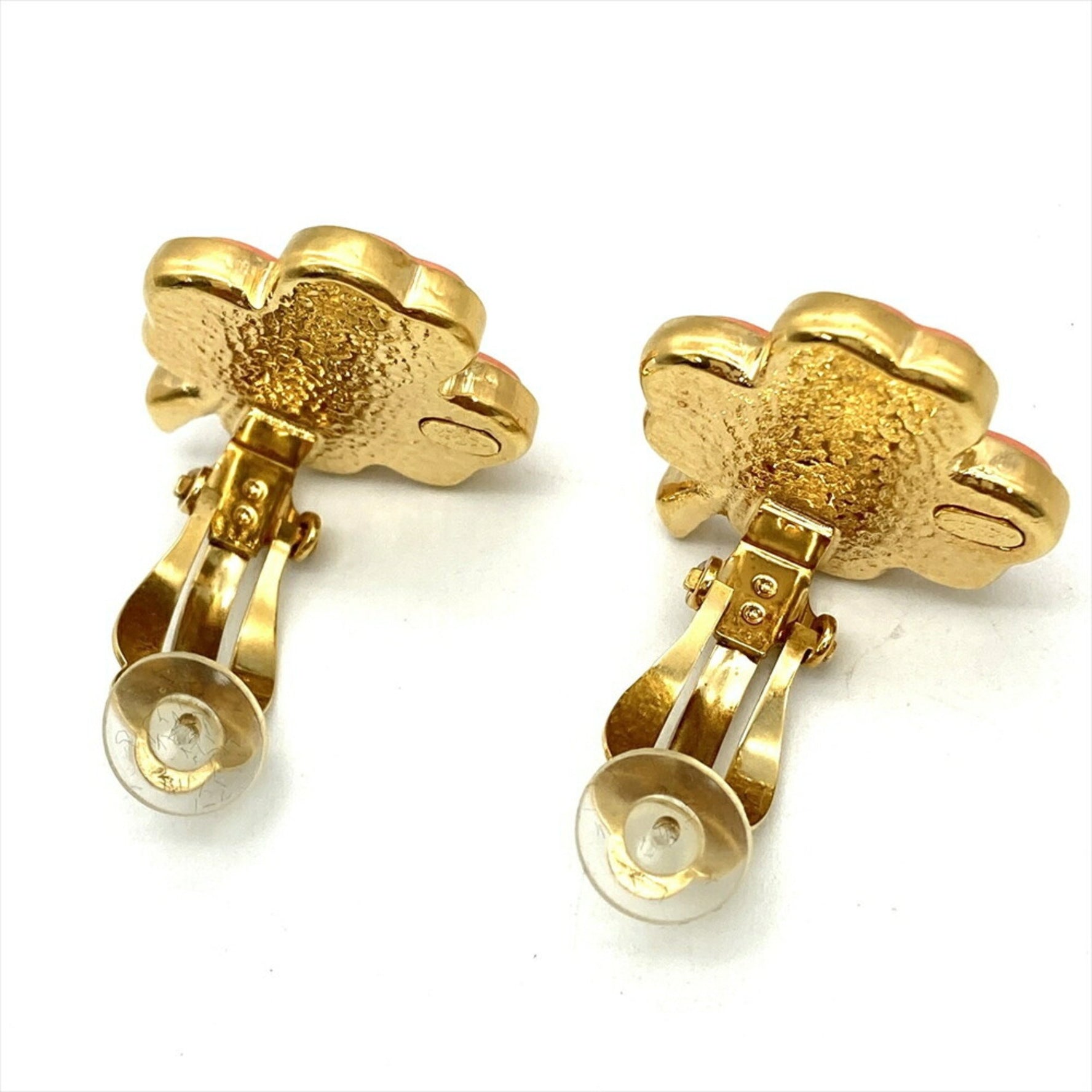 CHANEL Clover Earrings Metal Pink
