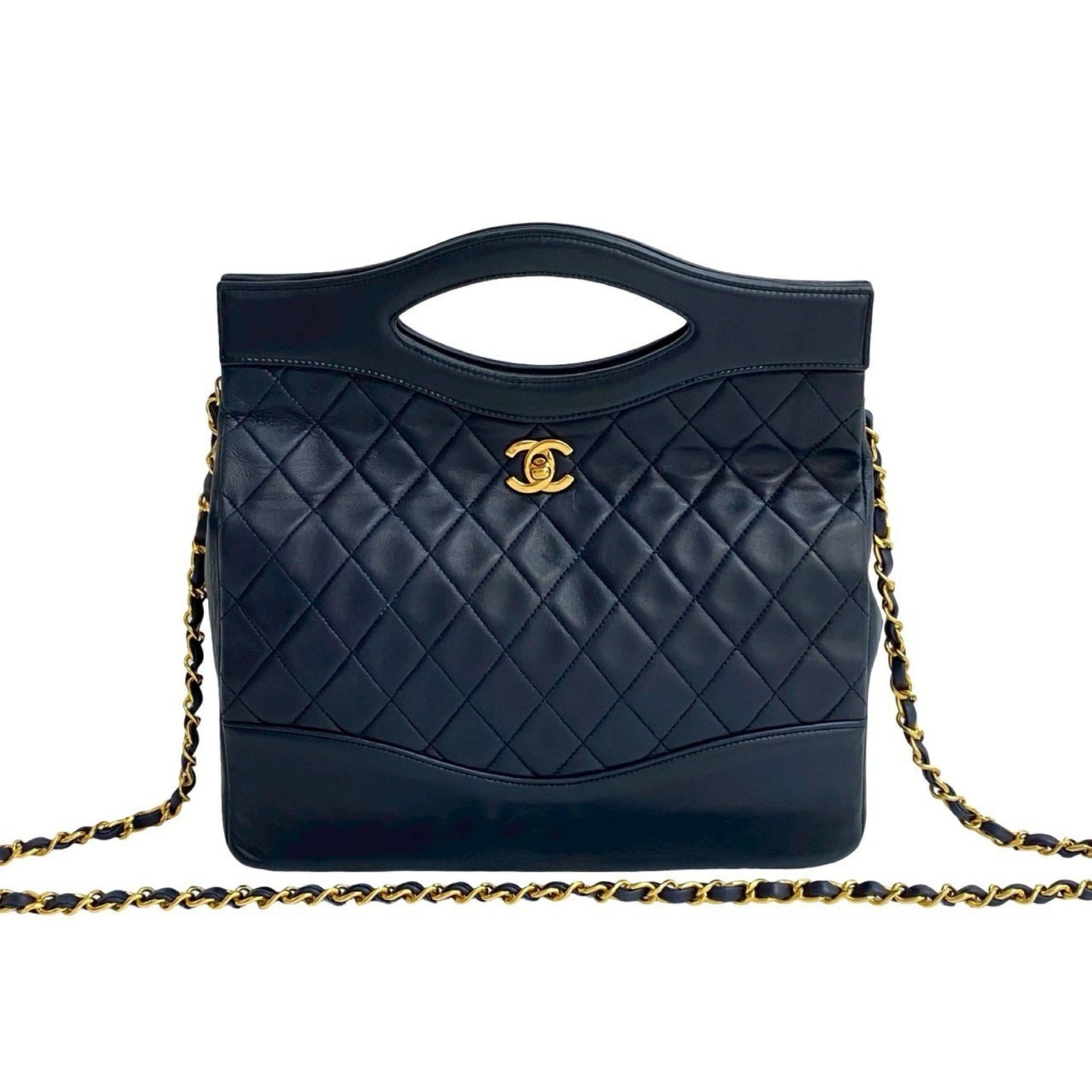CHANEL Matelasse Coco Mark Lambskin Handbag/Shoulder Bag