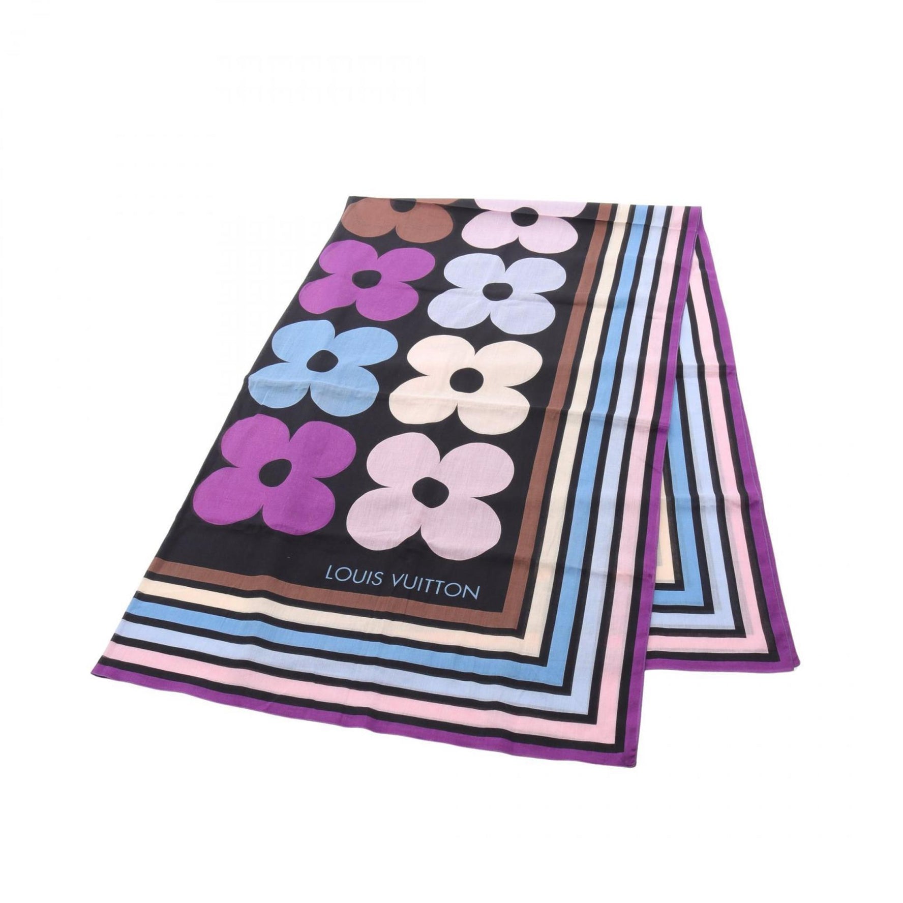Louis Vuitton Cotton Scarf/Stole in Purple Multicolor
