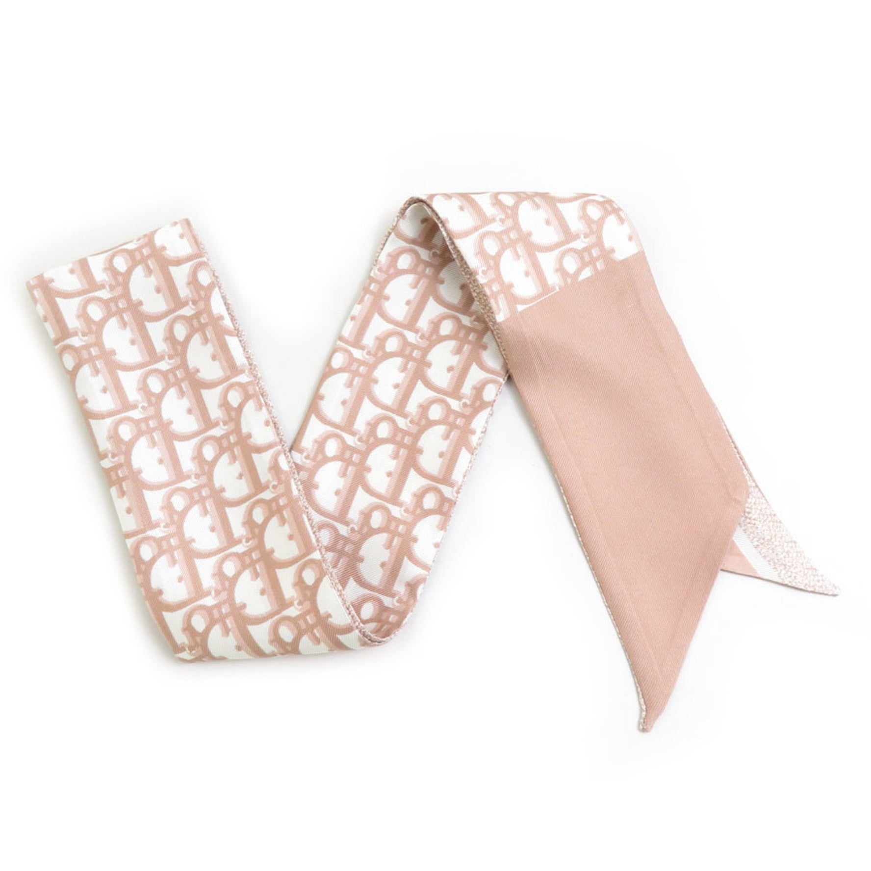 Christian Dior Mitzah Scarf, Silk, Pink Beige, White