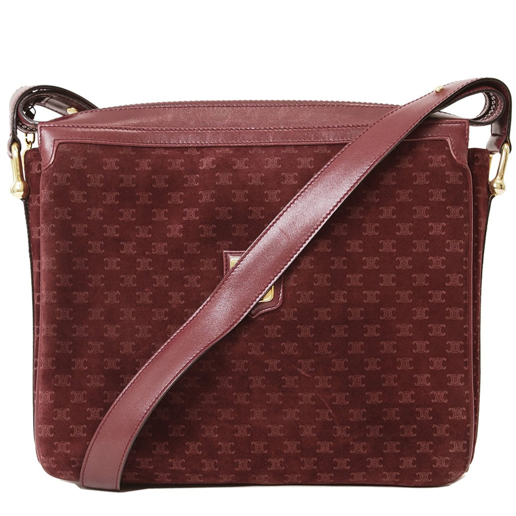 Celine Old Triomphe Suede Shoulder Bag Macadam
