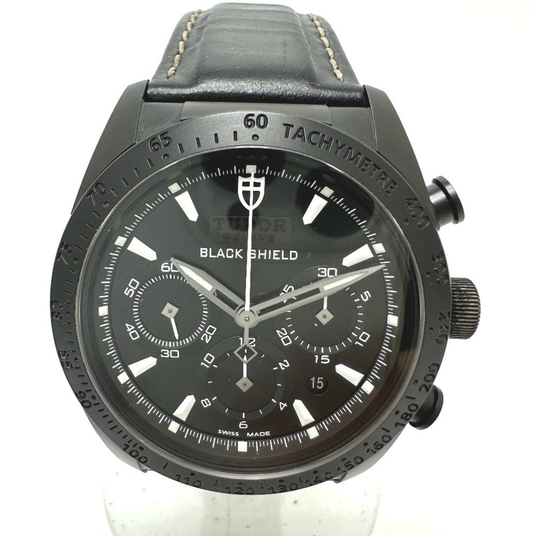 TUDOR Fastrider Black Shield 42000CN Automatic Watch with Date Display, Ceramic and Leather Strap, Men's,
