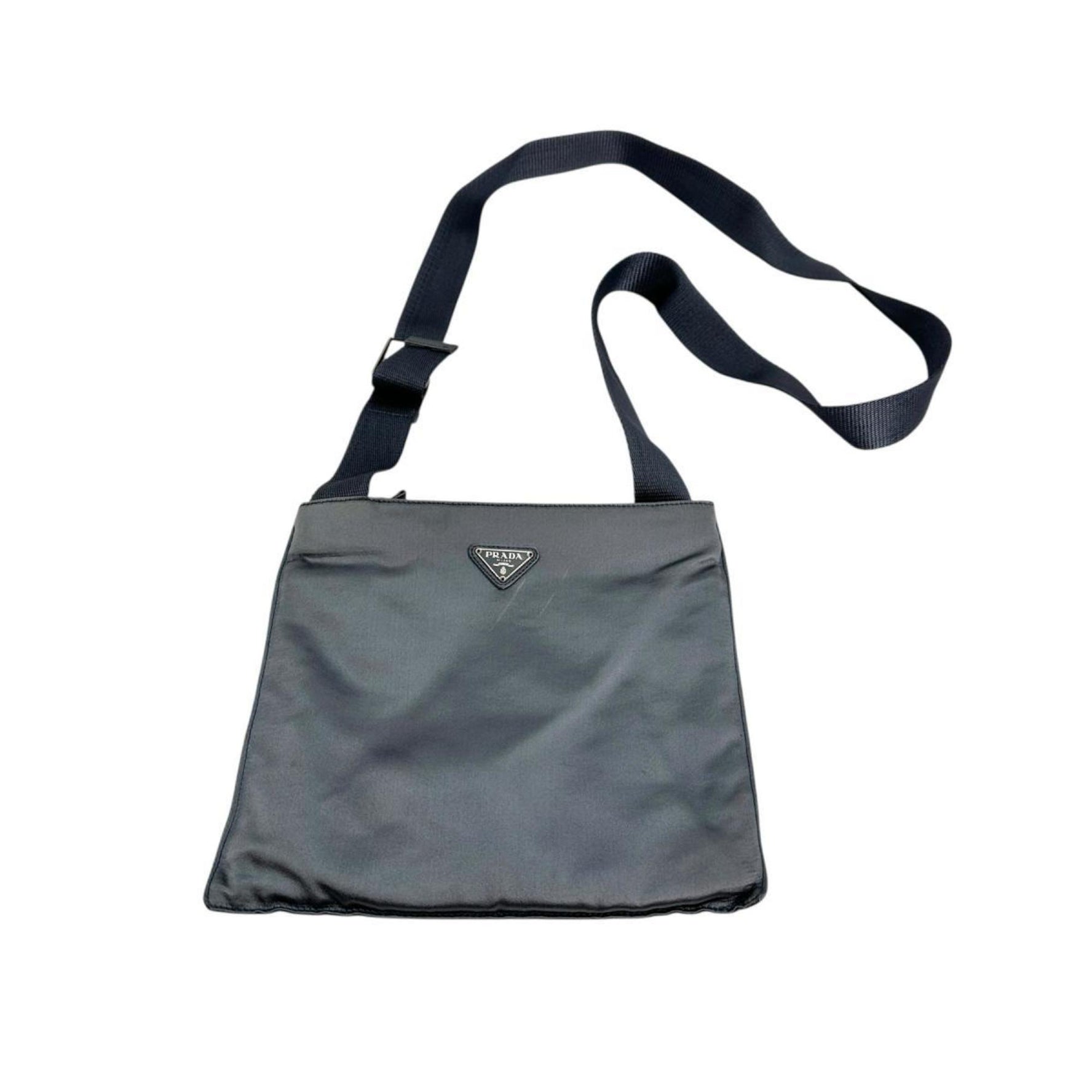 PRADA Shoulder Bag Pochette Triangle Logo Silk Satin Light