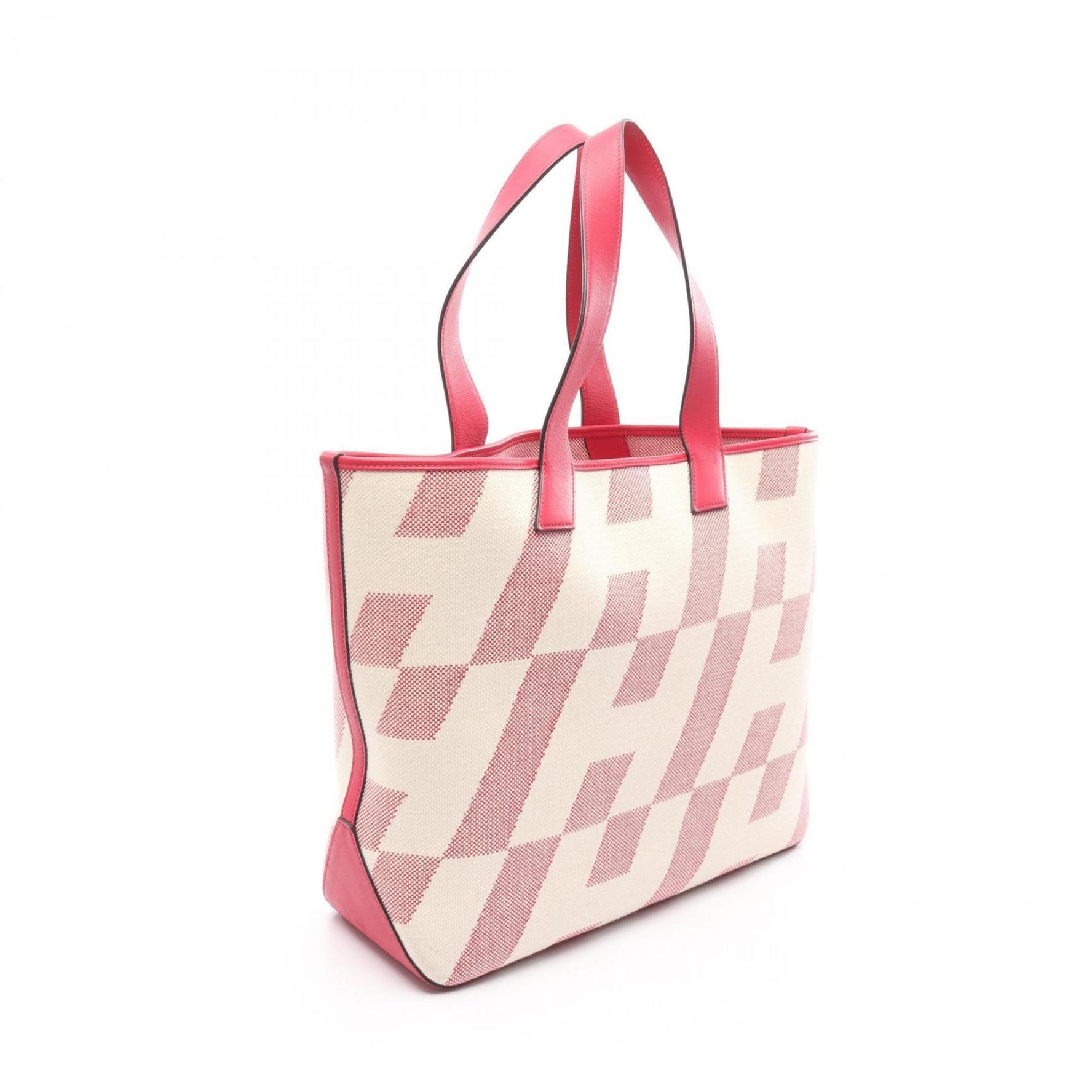 Hermes Hermès H Ambié GM Tote Bag, Canvas Toile H, Swift Leather, Ivory and Pink