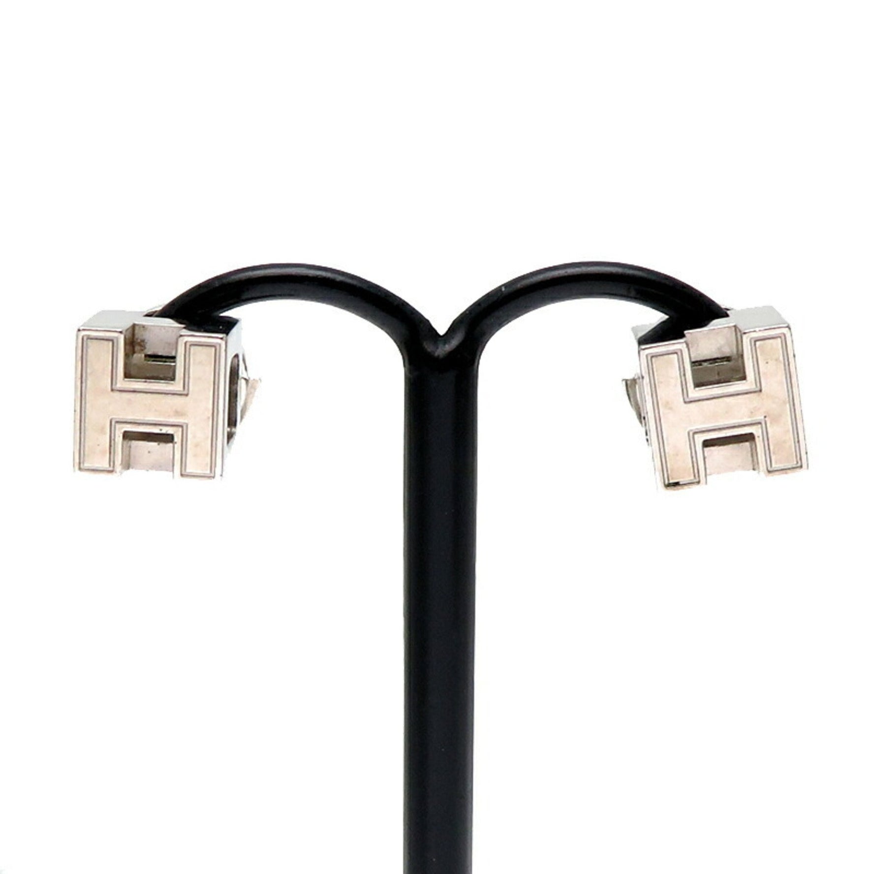Hermes Cage de H Cube and Men's Metal Earrings