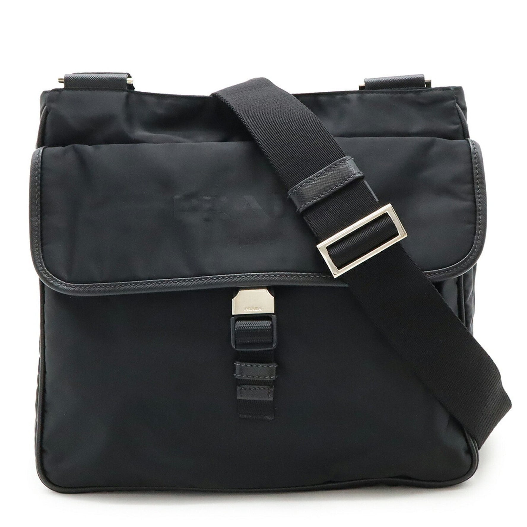 PRADA Shoulder Bag Nylon Leather NERO Black