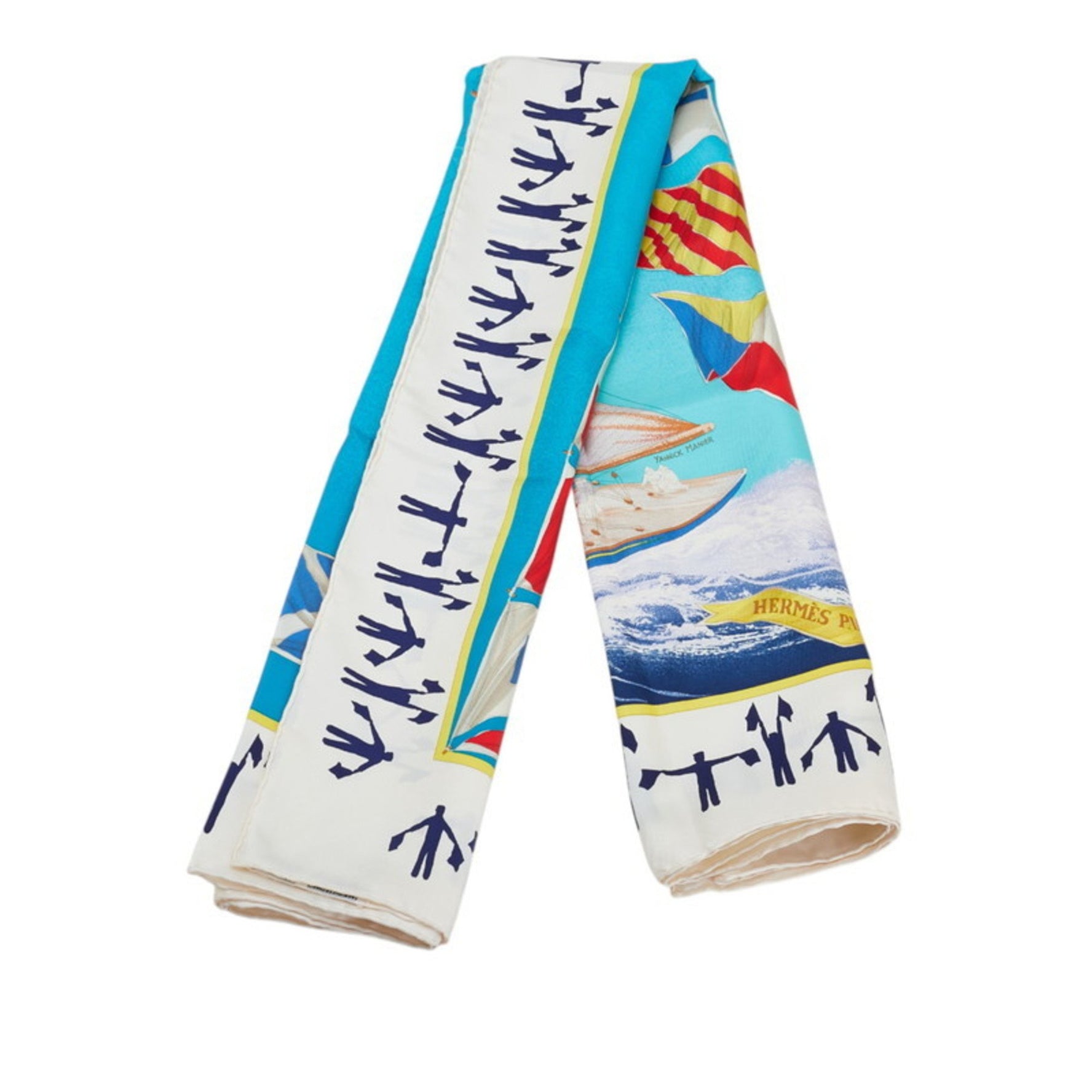 Hermes Hermès Carré 90 EN COURSE Yacht Scarf, White and Multicolor Silk