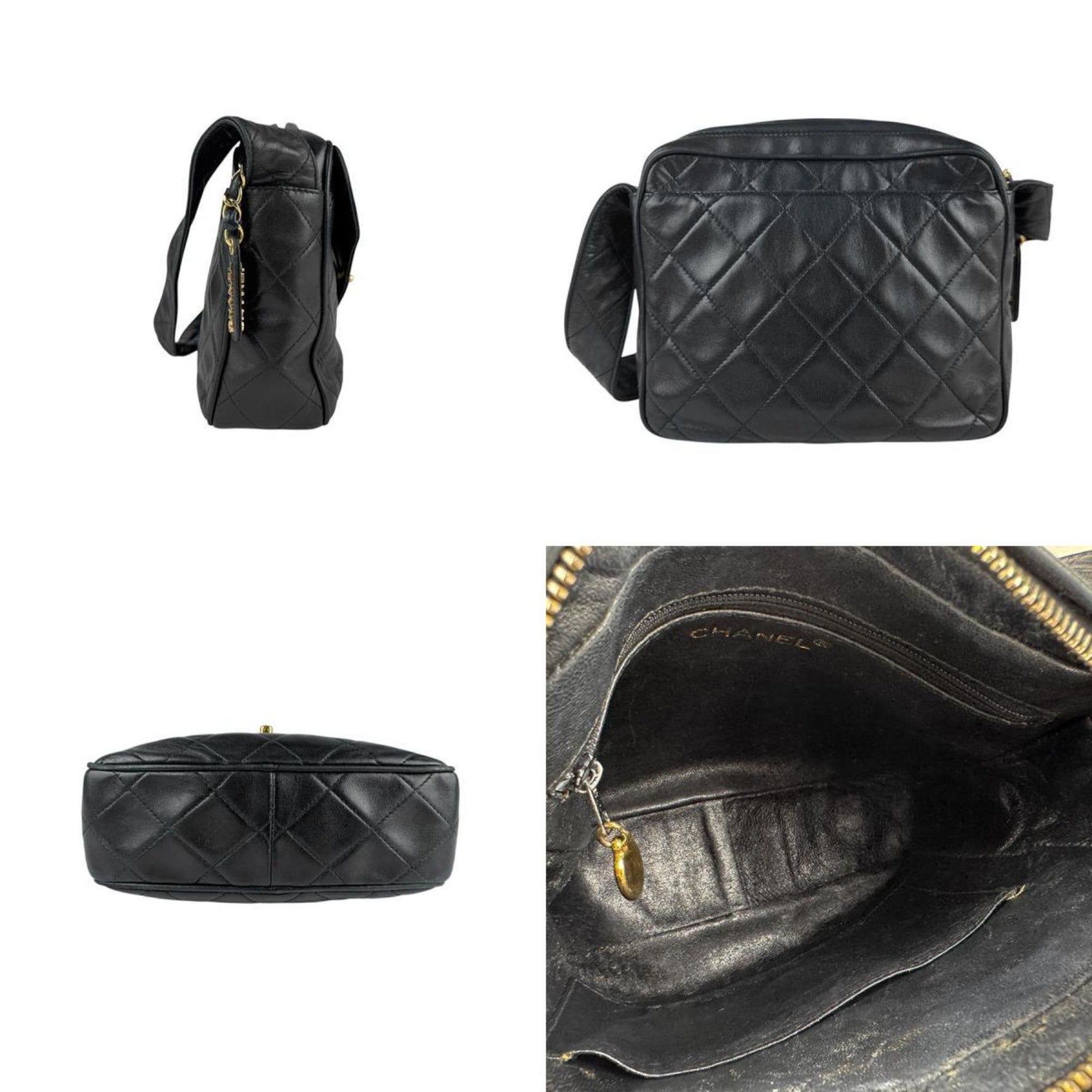 CHANEL Shoulder Bag Lambskin Gold