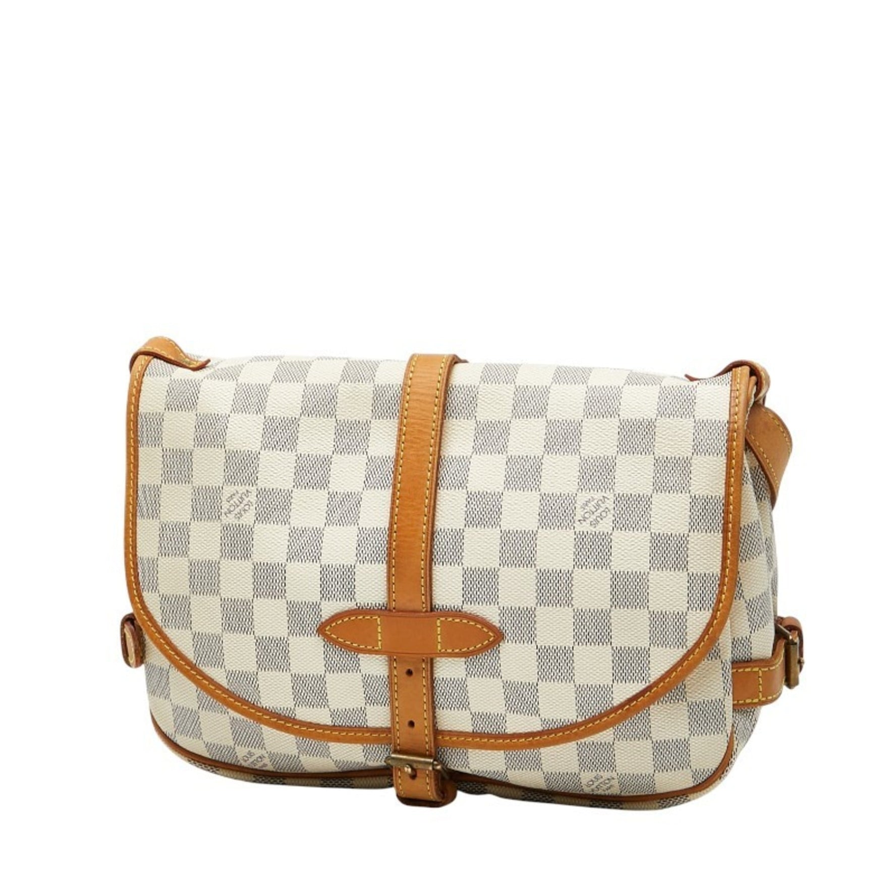 Louis Vuitton Damier Azur Saumur Special Order Shoulder Bag White/Brown Leather LOUIS VUITTON