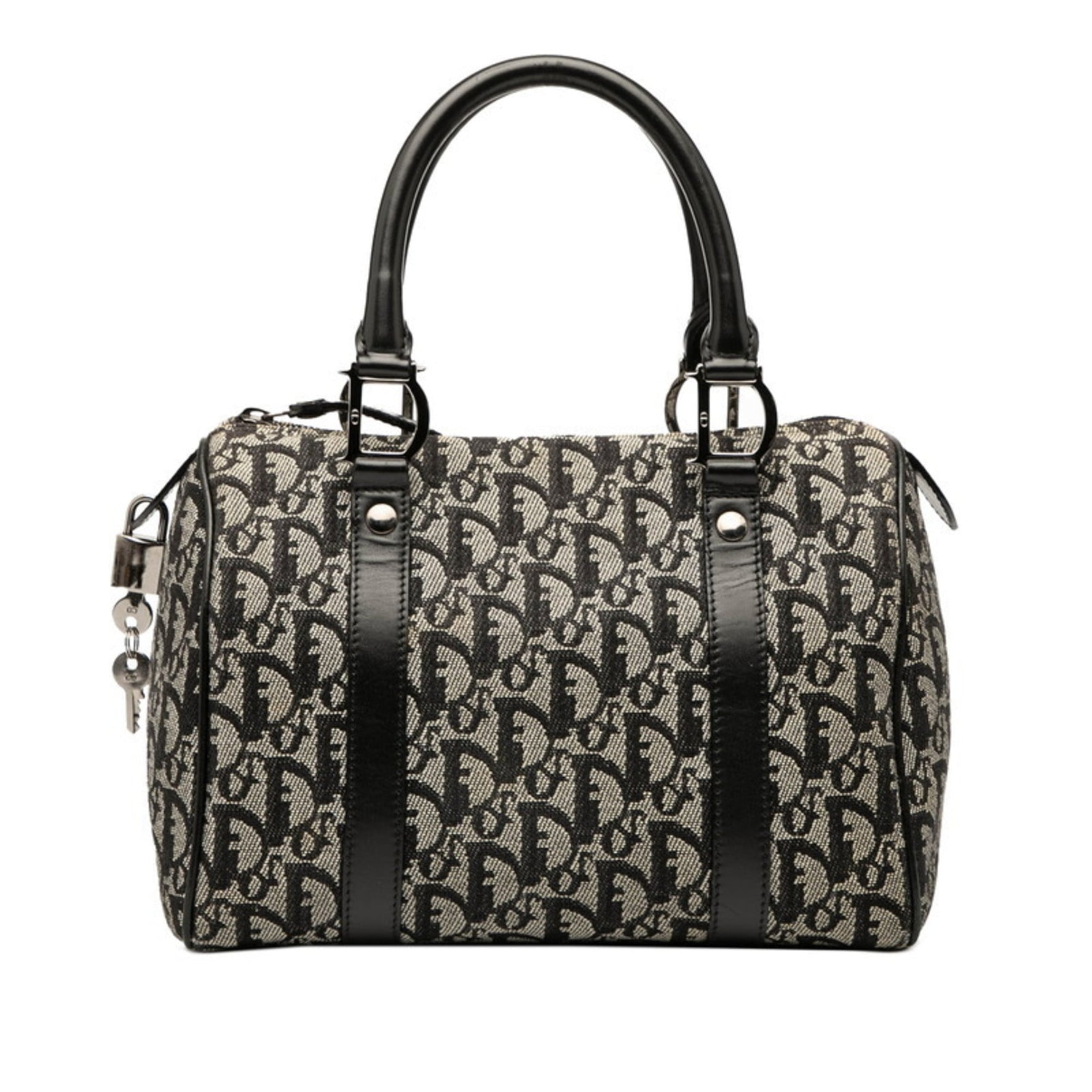 Christian Dior Dior Trotter Handbag Mini Boston Bag Canvas Leather