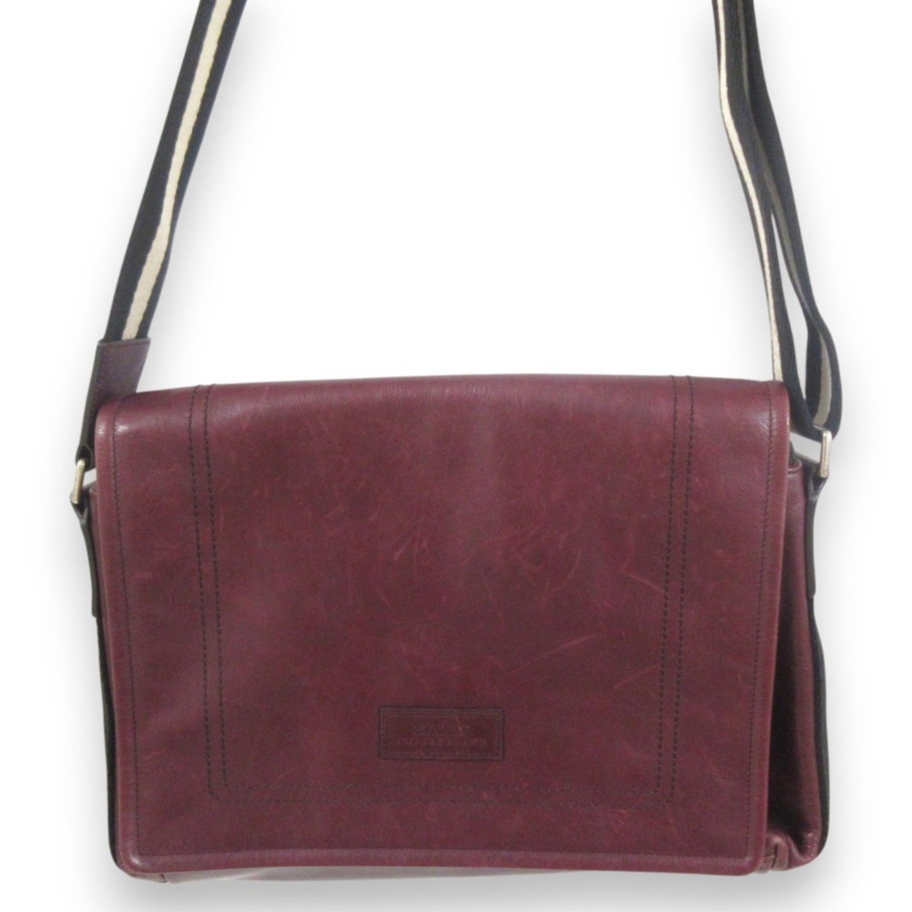 BALLY TEPOLT Leather Flap Messenger Shoulder Bag Red Men's