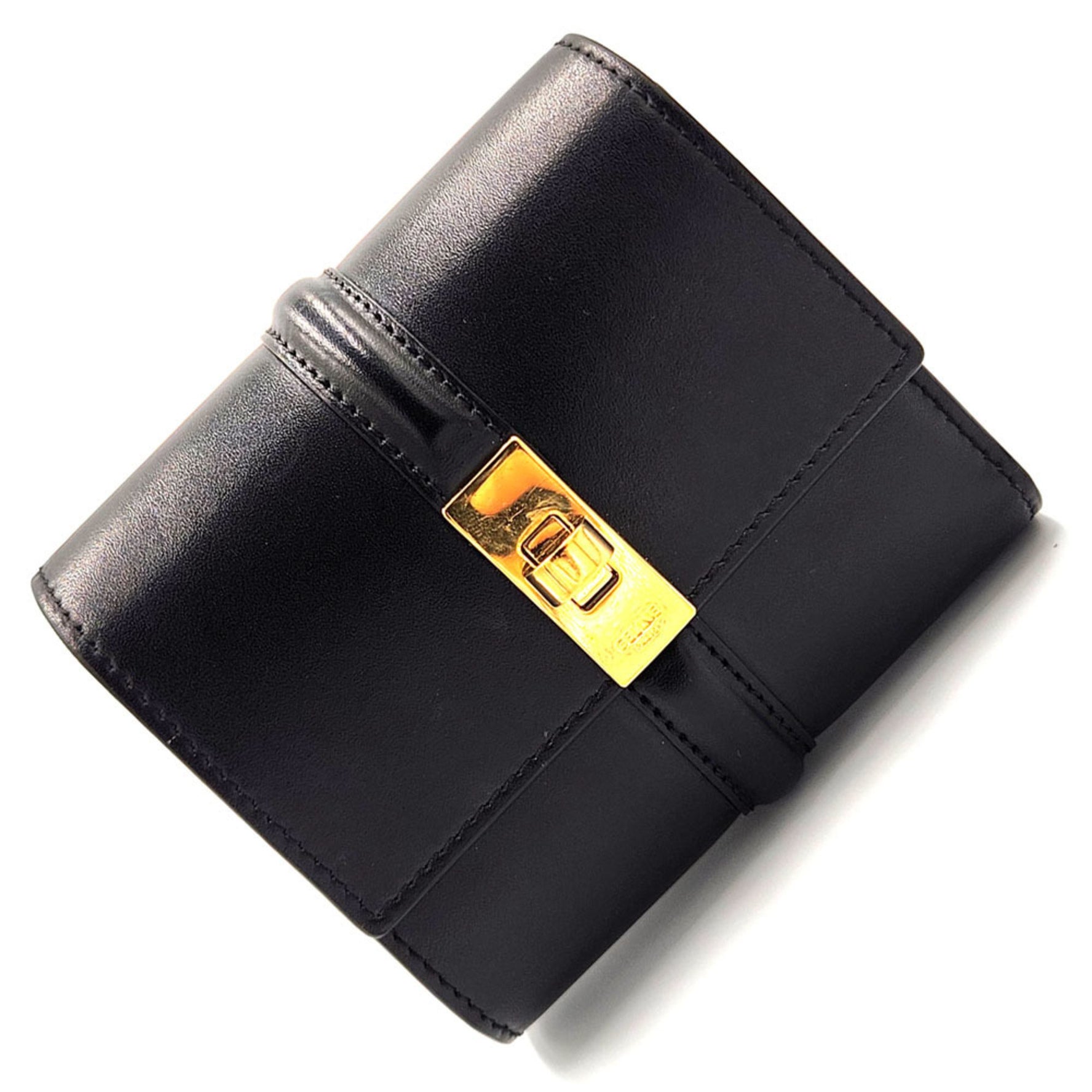 CELINE Trifold Wallet 16 Leather Tri-fold Mini Compact