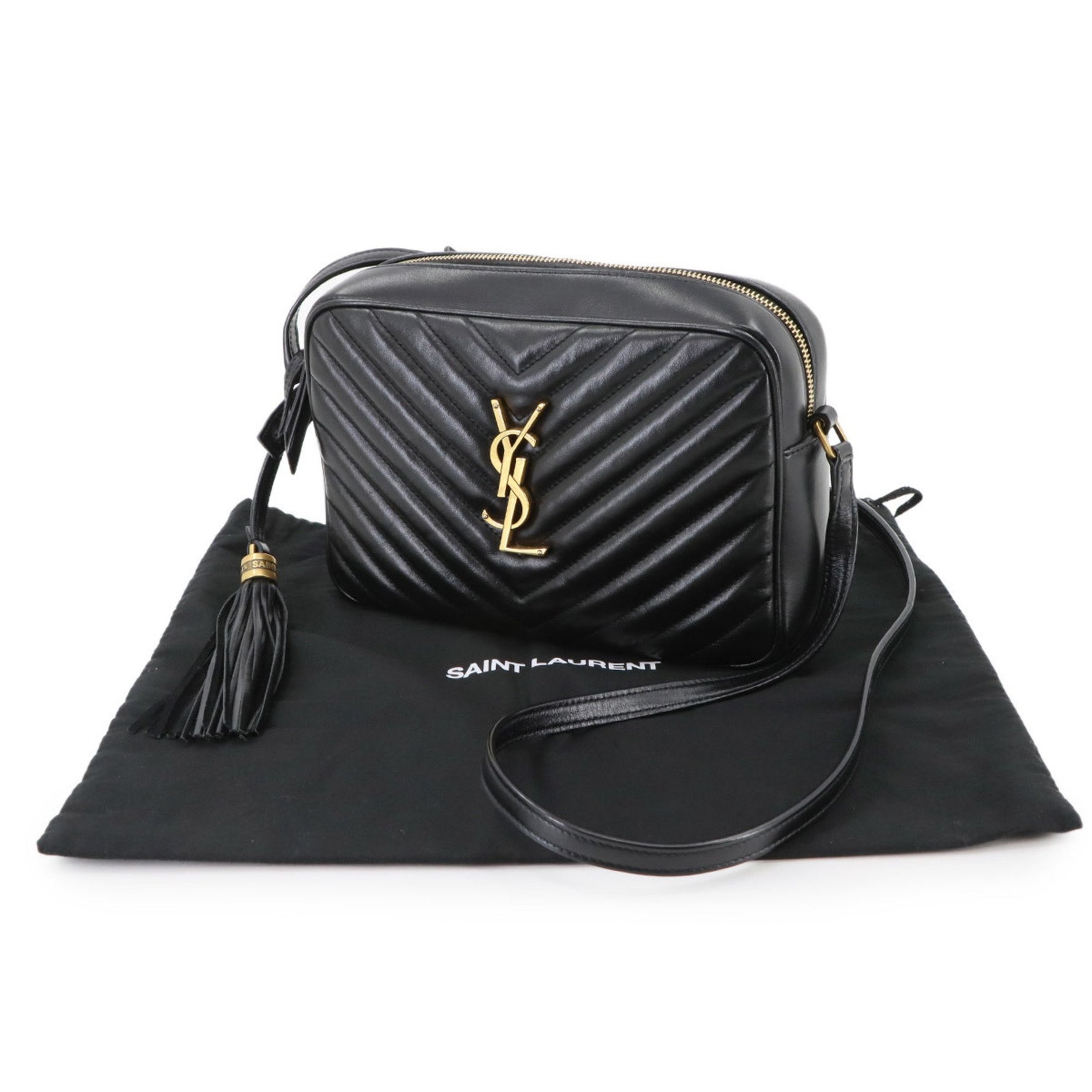 Saint Laurent Lou Camera Bag, Shoulder Leather with Gold Hardware