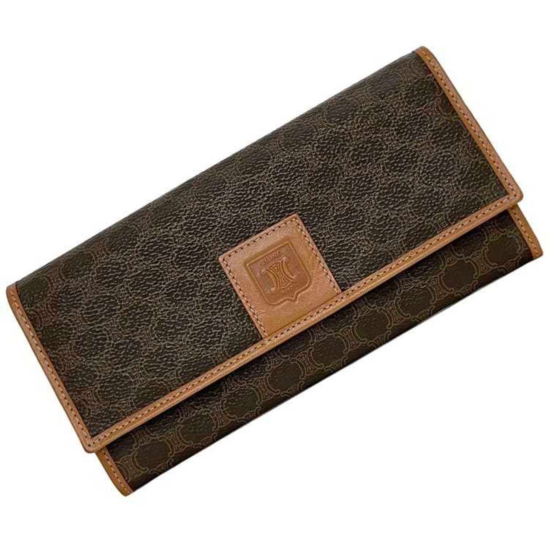 CELINE Bi-fold Long Wallet Macadam PVC Leather Flap Retro