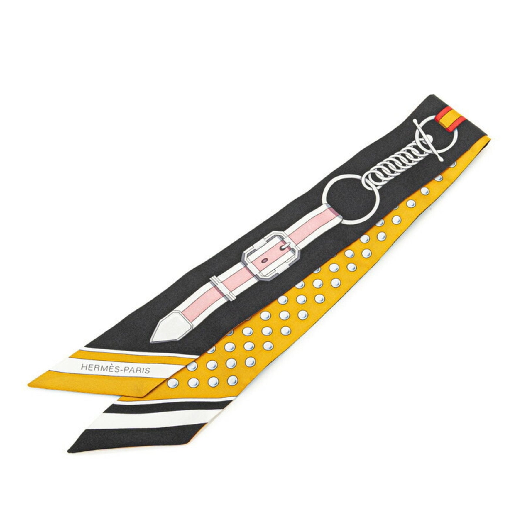 Hermes Twilly Grand Tralala Scarf Muffler Black Multicolor Silk