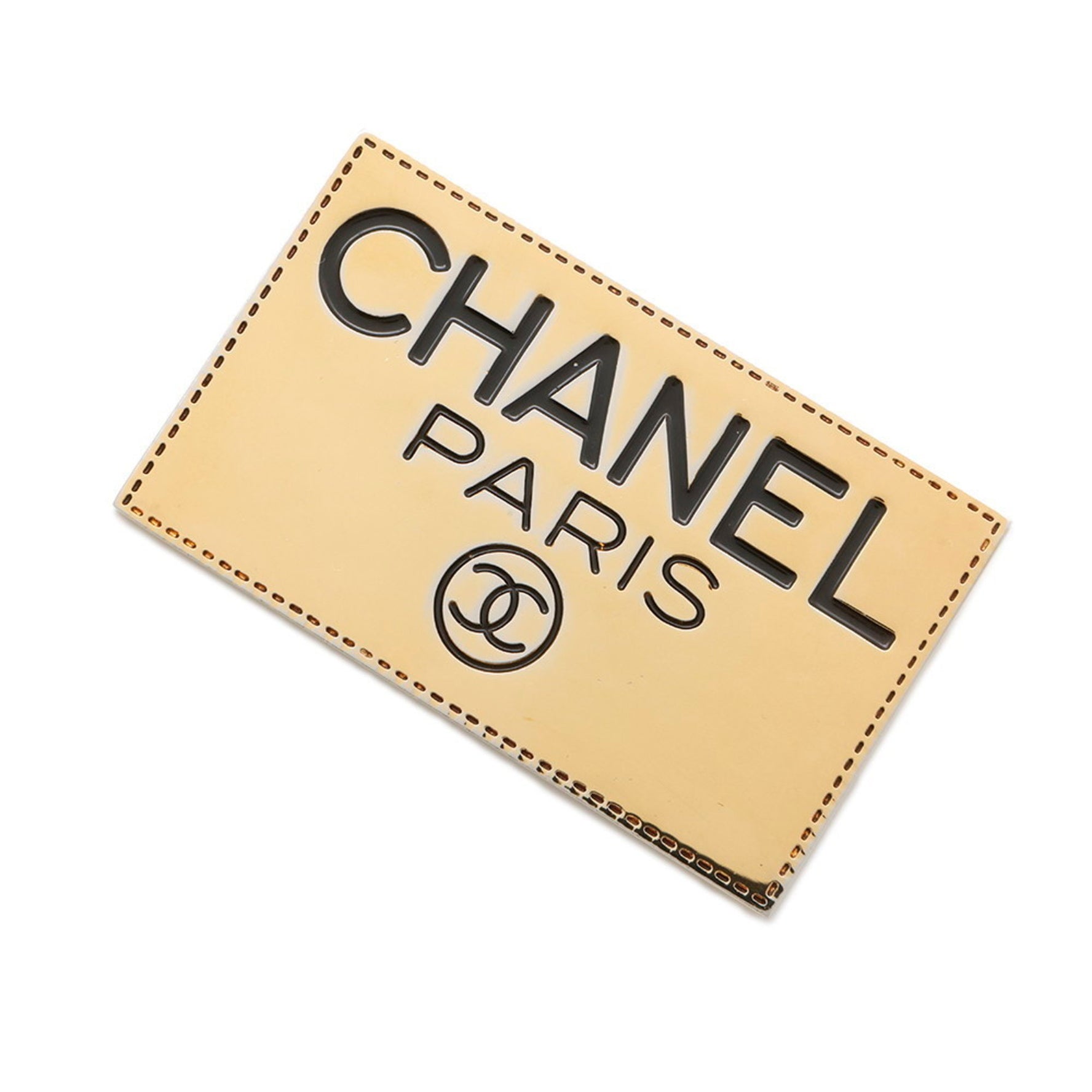 CHANEL Coco Mark Square Plate Metal Brooch