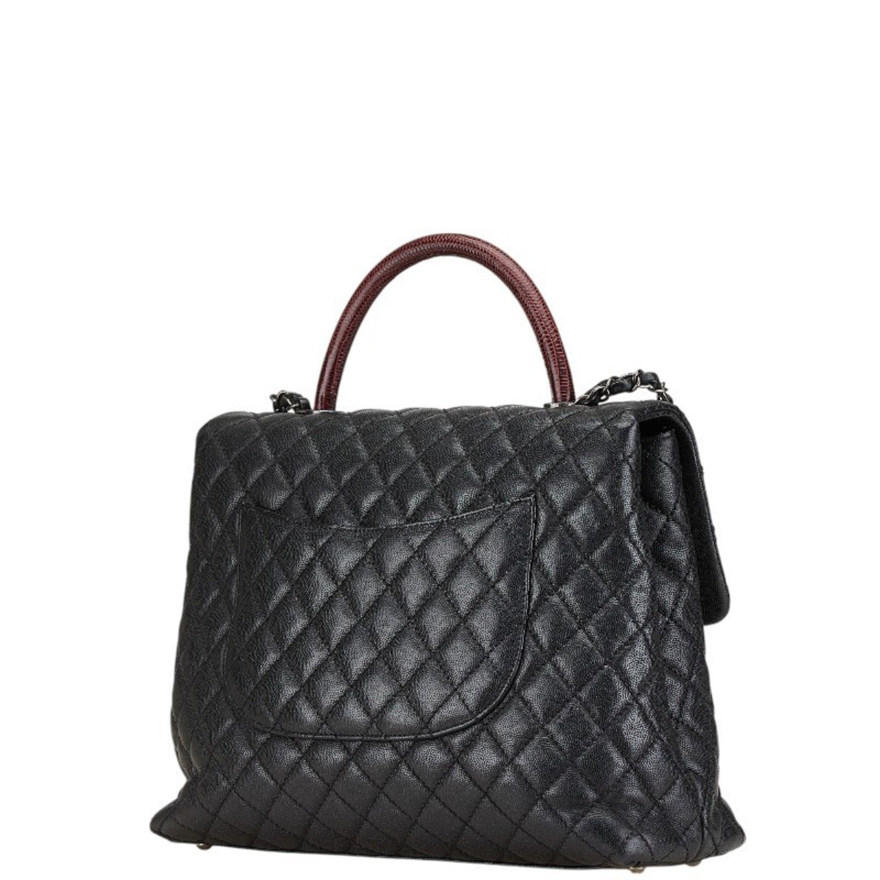 Chanel Matelasse Grained Calfskin Handbag Chain Shoulder Bag Black Wine Red