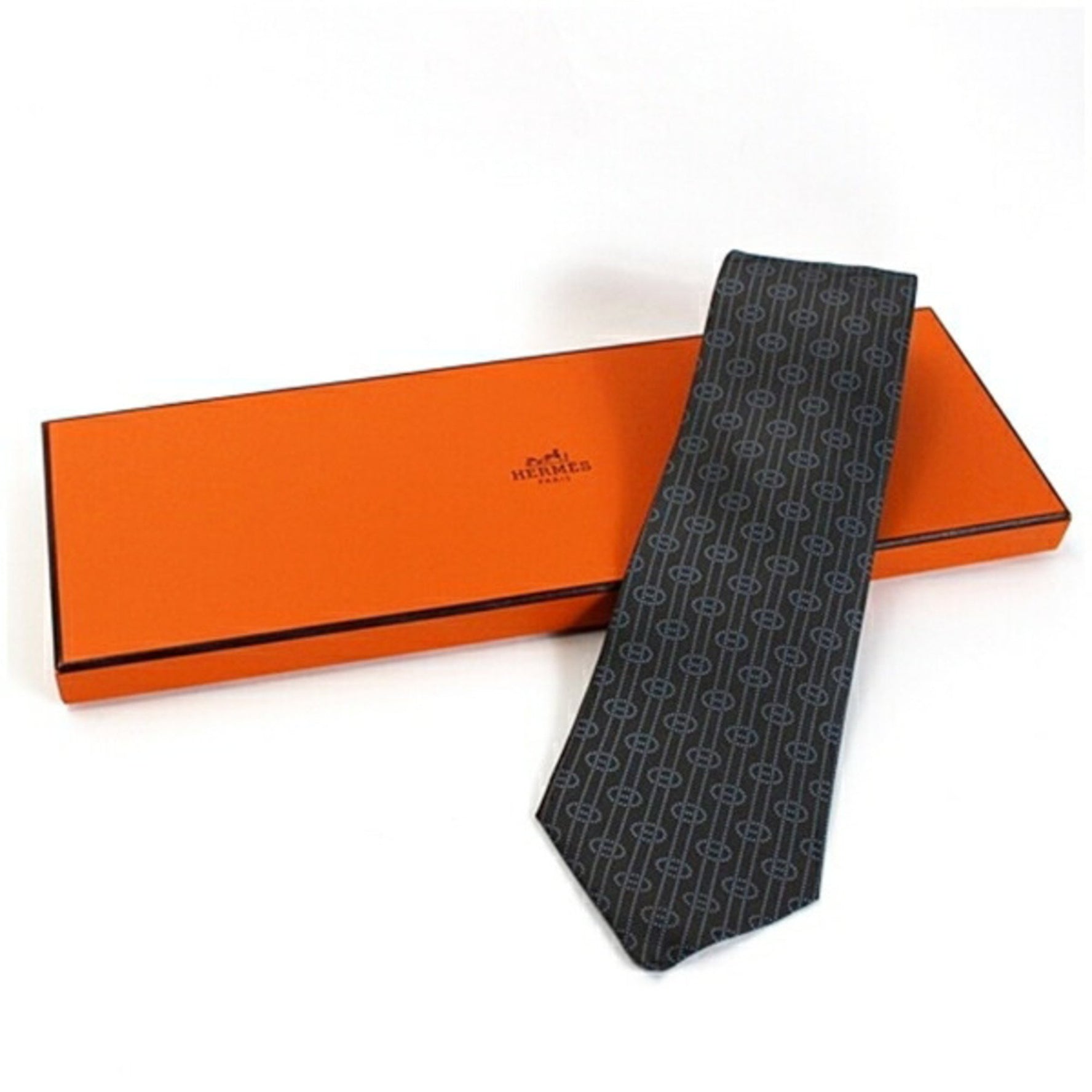 Hermes silk tie, unused, Chaine d'Ancre pattern, men's