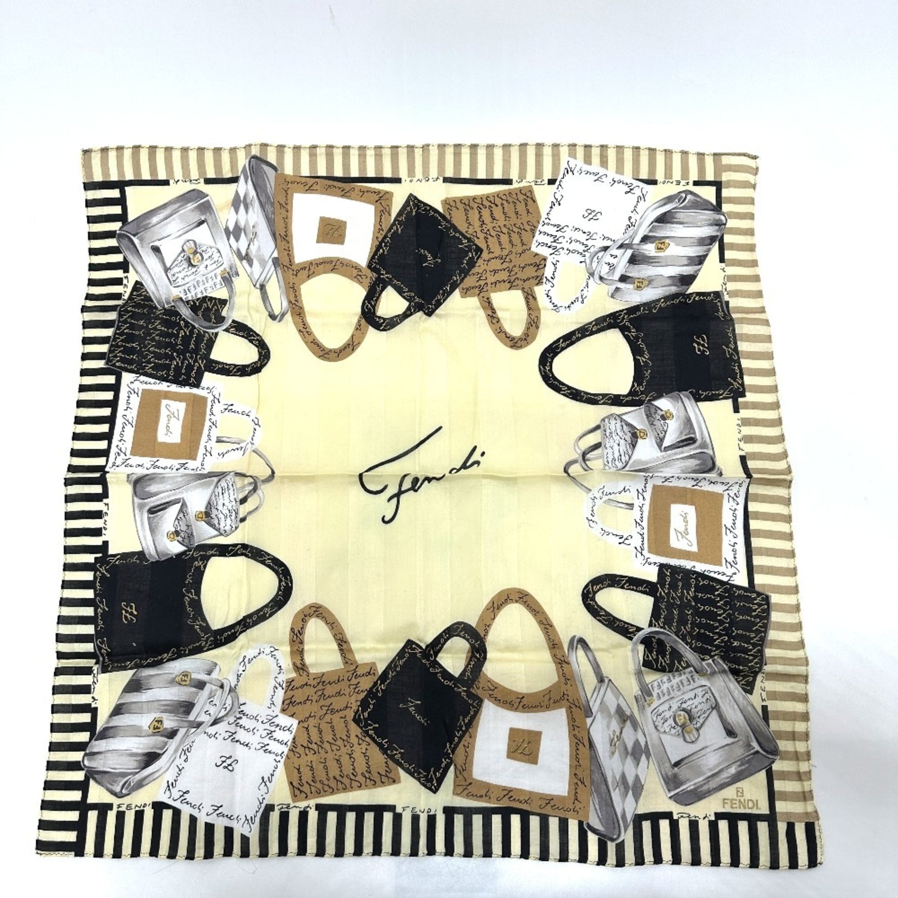 FENDI Logo Handkerchief Scarf Cotton
