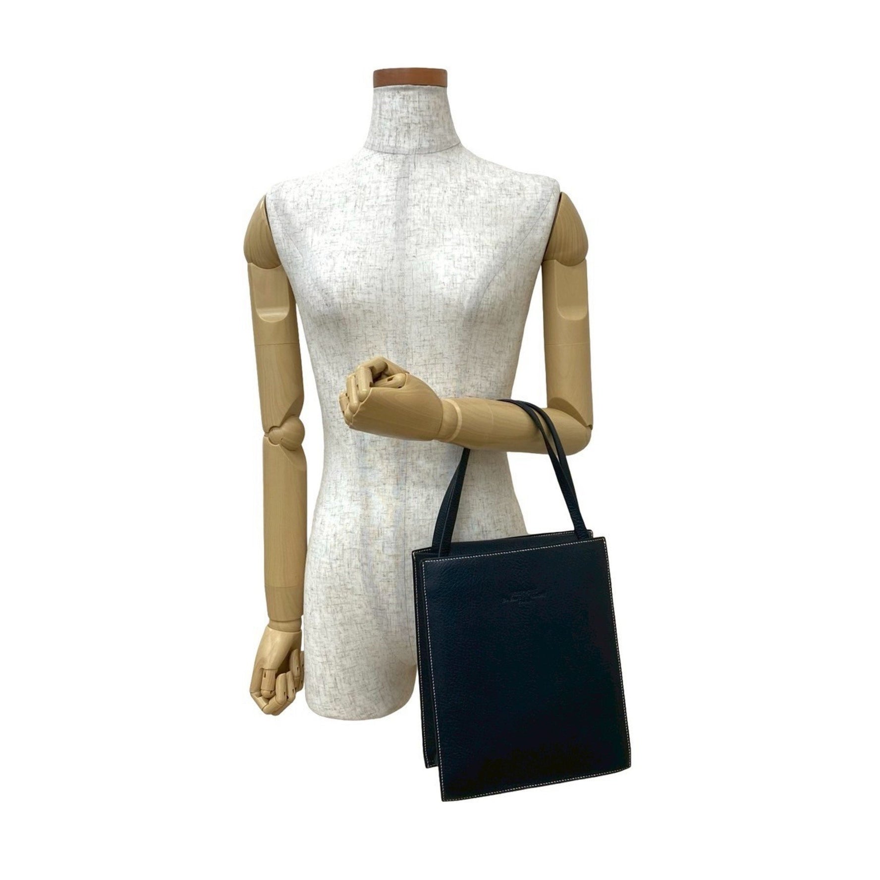 HERMES Lucy MM Taurillon Clemence Leather Handbag/Mini Tote Bag, Blue, 607-9