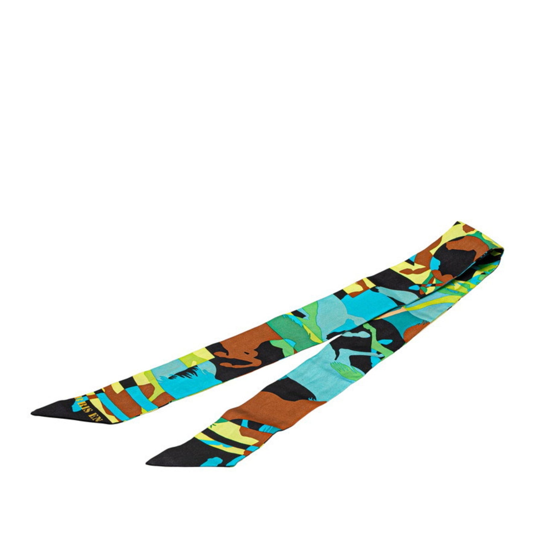Hermès Twilly EX-Libris en Camouflage Scarf, Multicolored Silk, HERMES